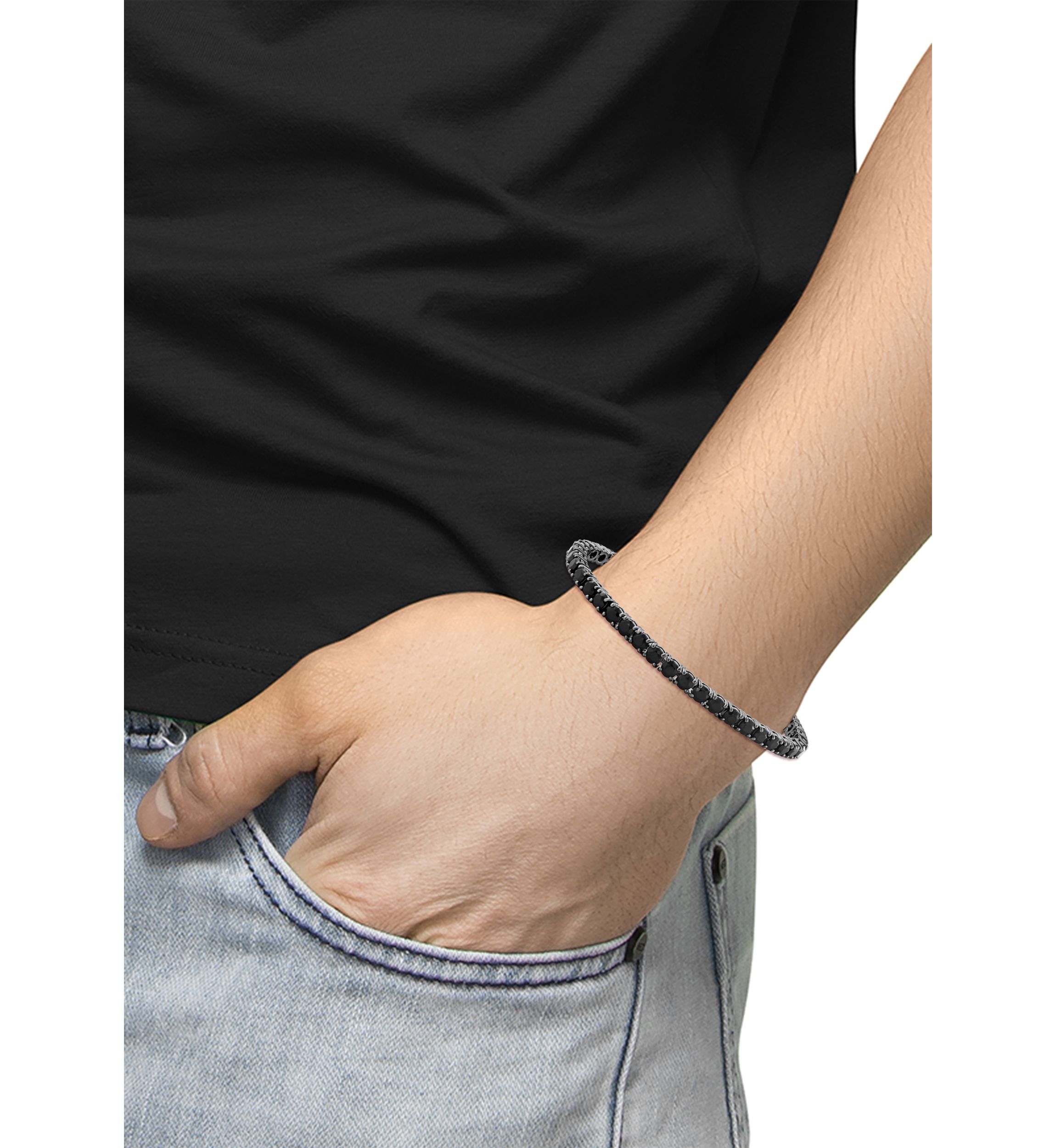 Sterling Silver Black Spinel Bracelet