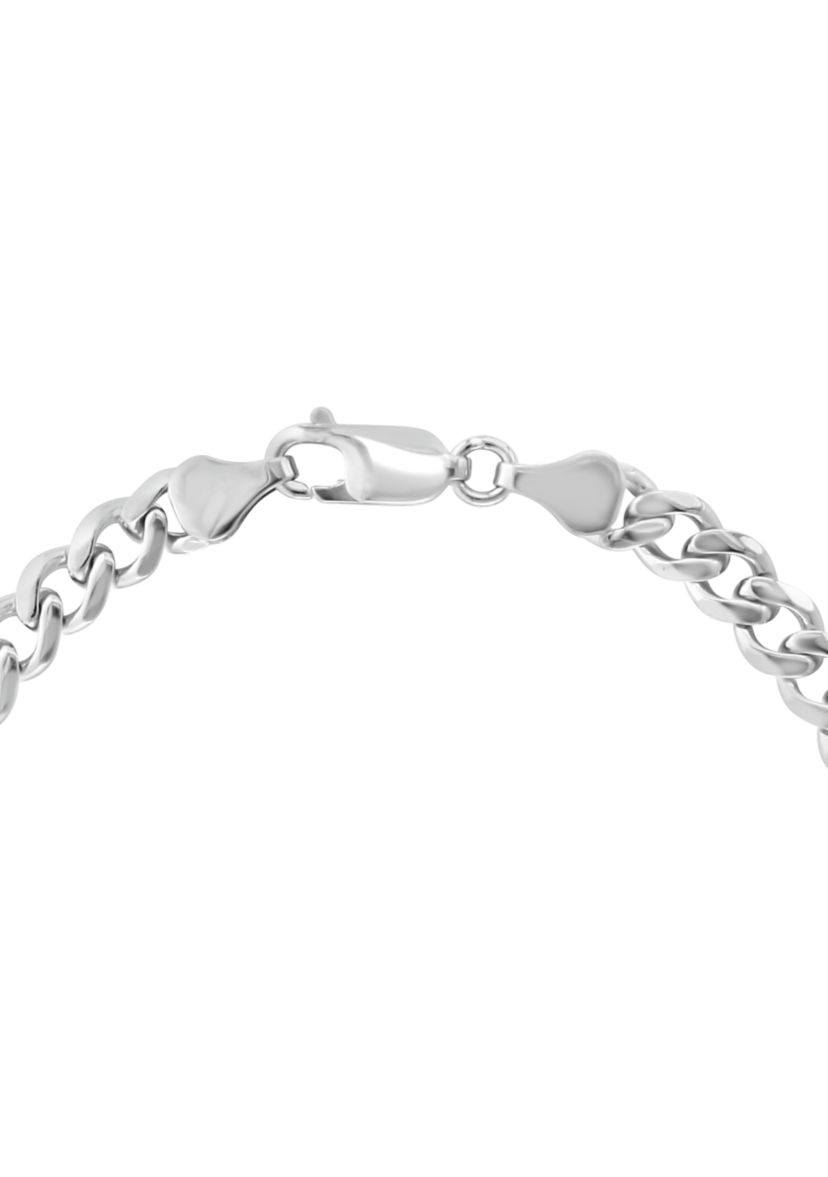 Mens White Sapphire and Onyx Compass Bracelet in Sterling Silver
