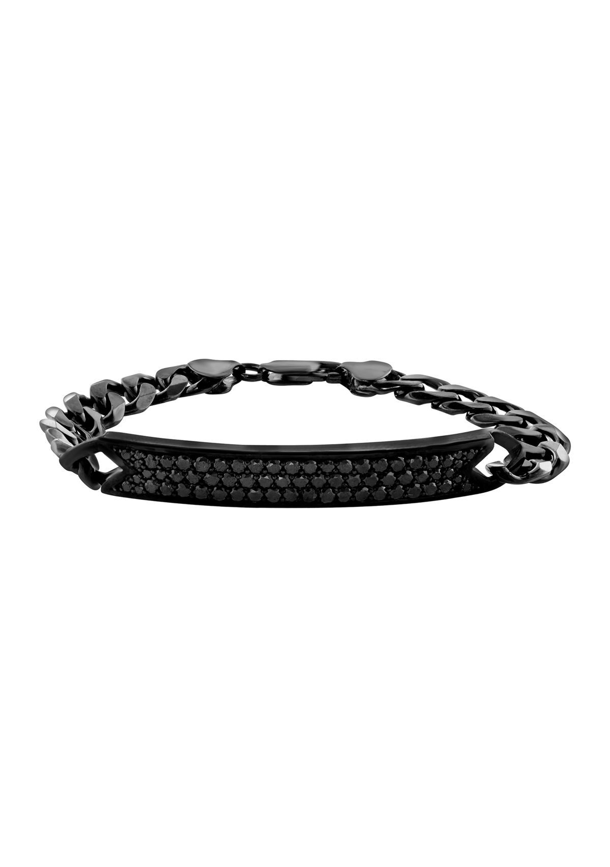 Mens 8.5" Sterling Silver Black Spinel Bracelet