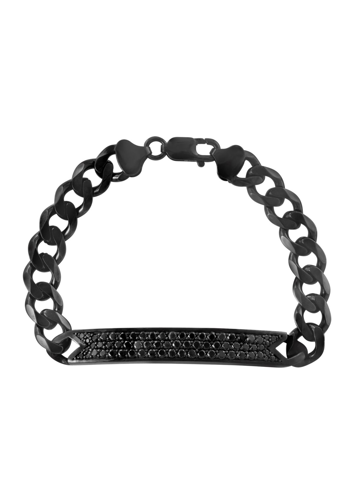 Mens 8.5" Sterling Silver Black Spinel Bracelet