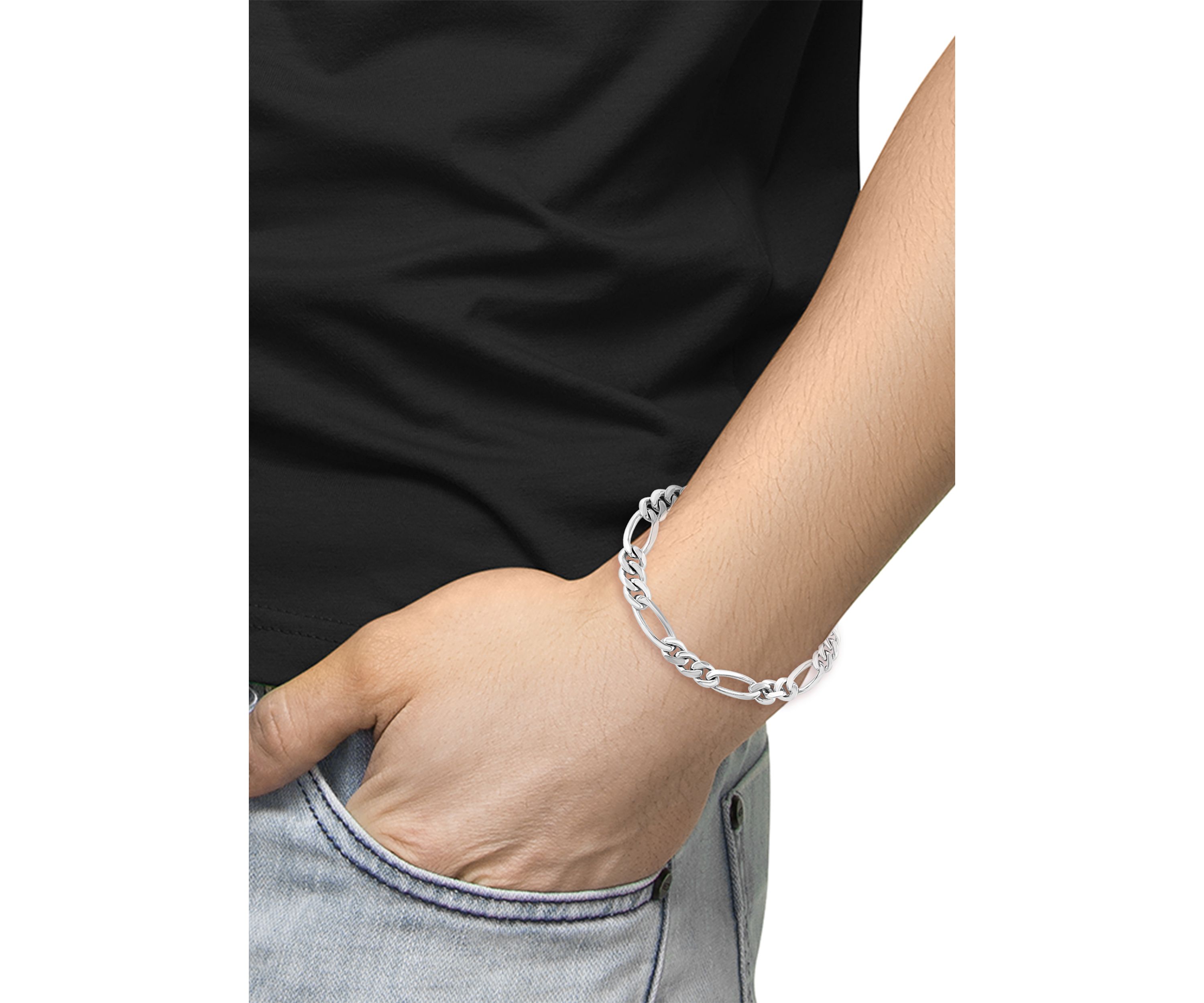 Mens Figaro Bracelet in Sterling Silver