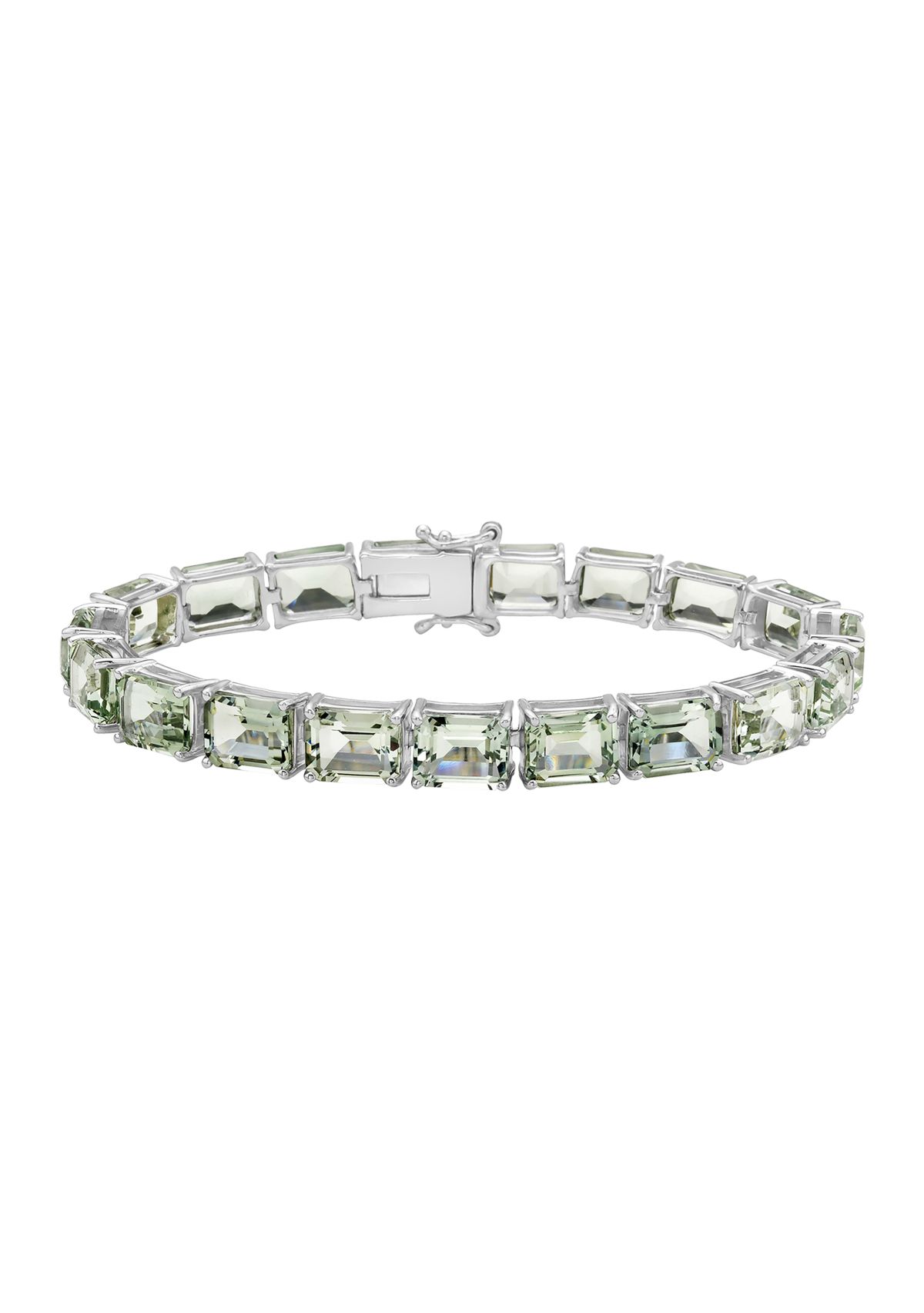 Sterling Silver Green Amethyst Line Bracelet