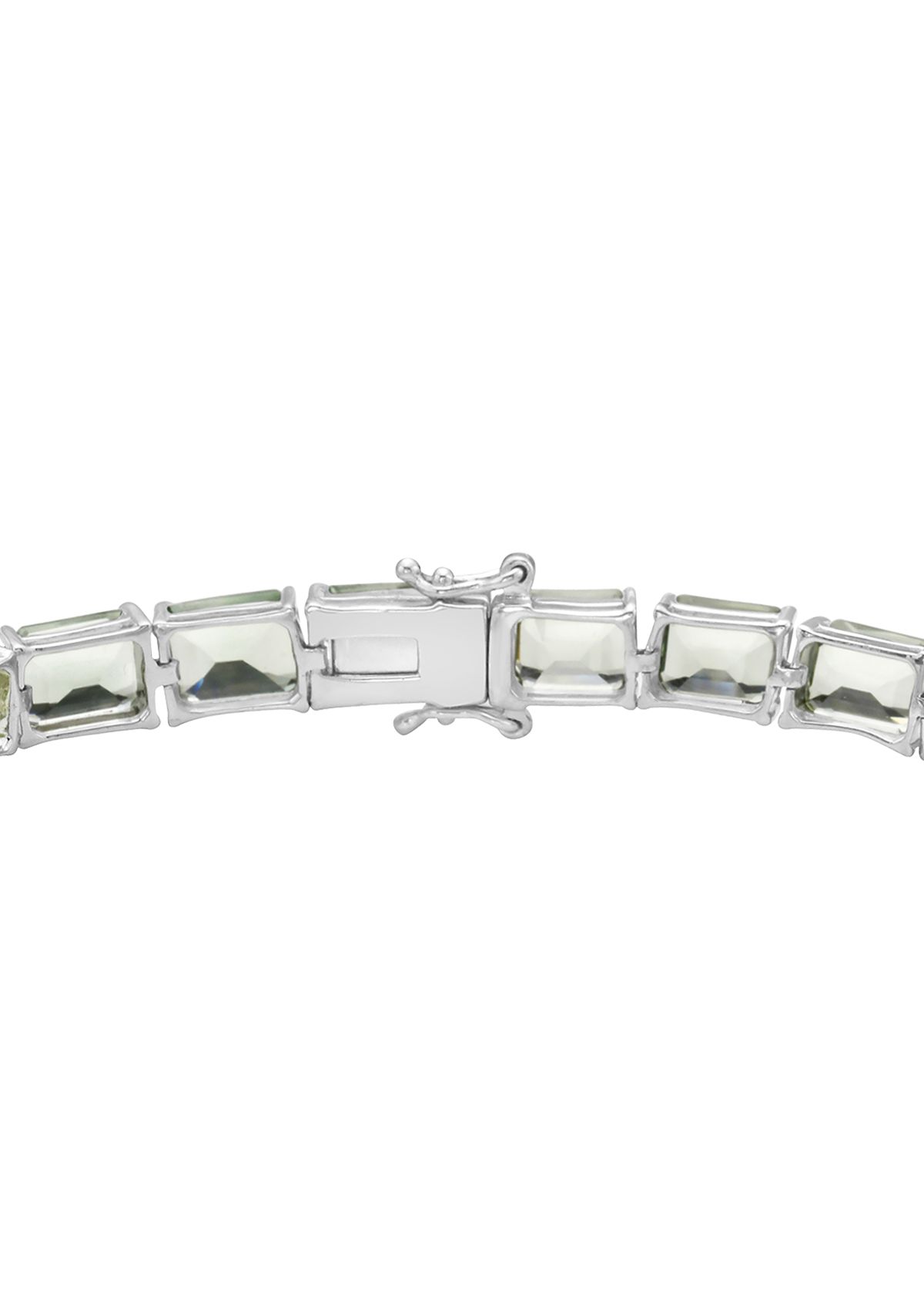 Sterling Silver Green Amethyst Line Bracelet