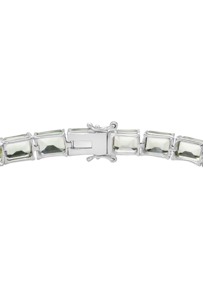 Sterling Silver Green Amethyst Line Bracelet