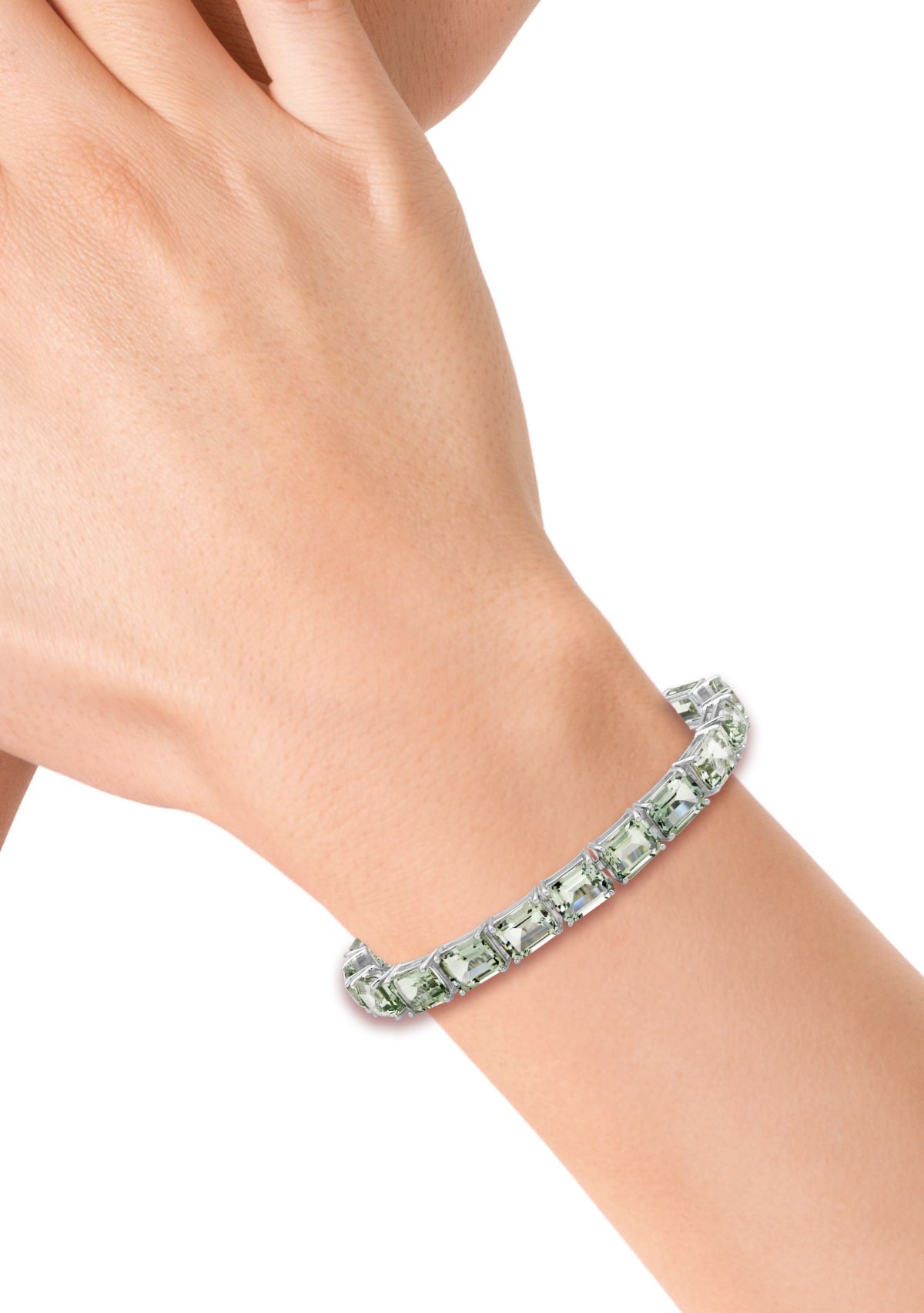 Sterling Silver Green Amethyst Line Bracelet