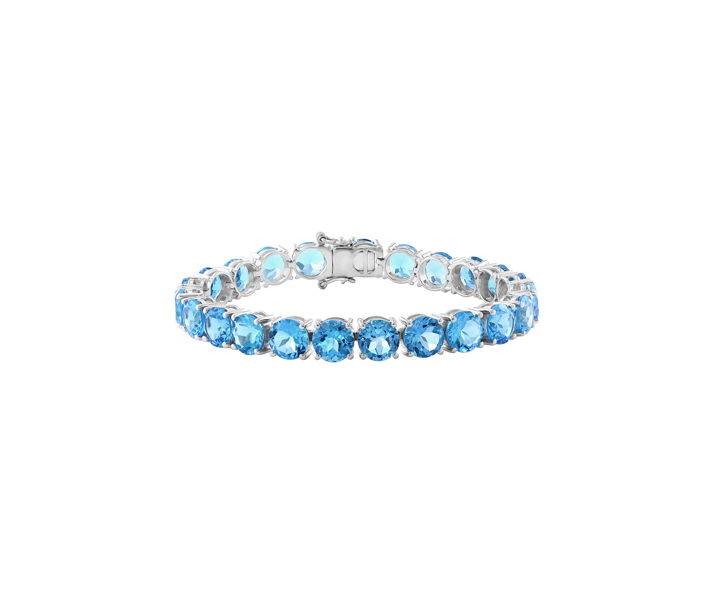 Blue Topaz Tennis Bracelet in Sterling Silver 