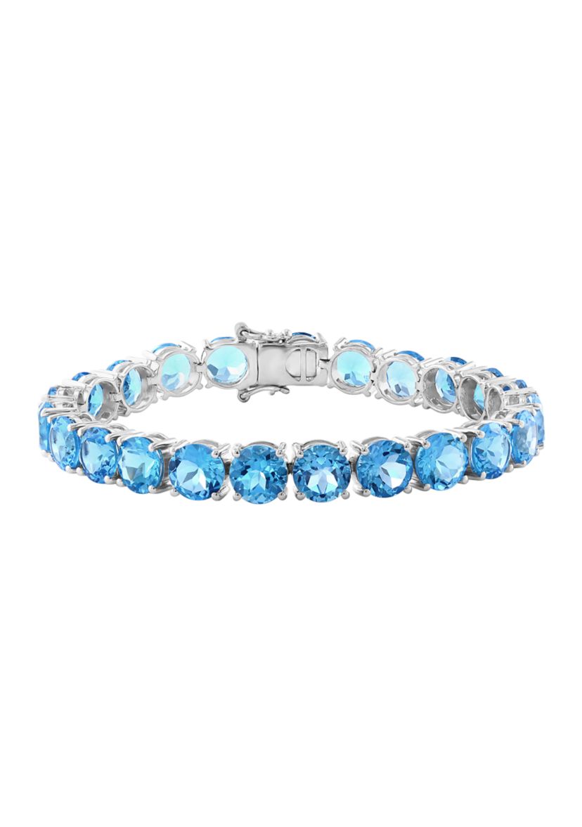 Blue Topaz Tennis Bracelet in Sterling Silver 