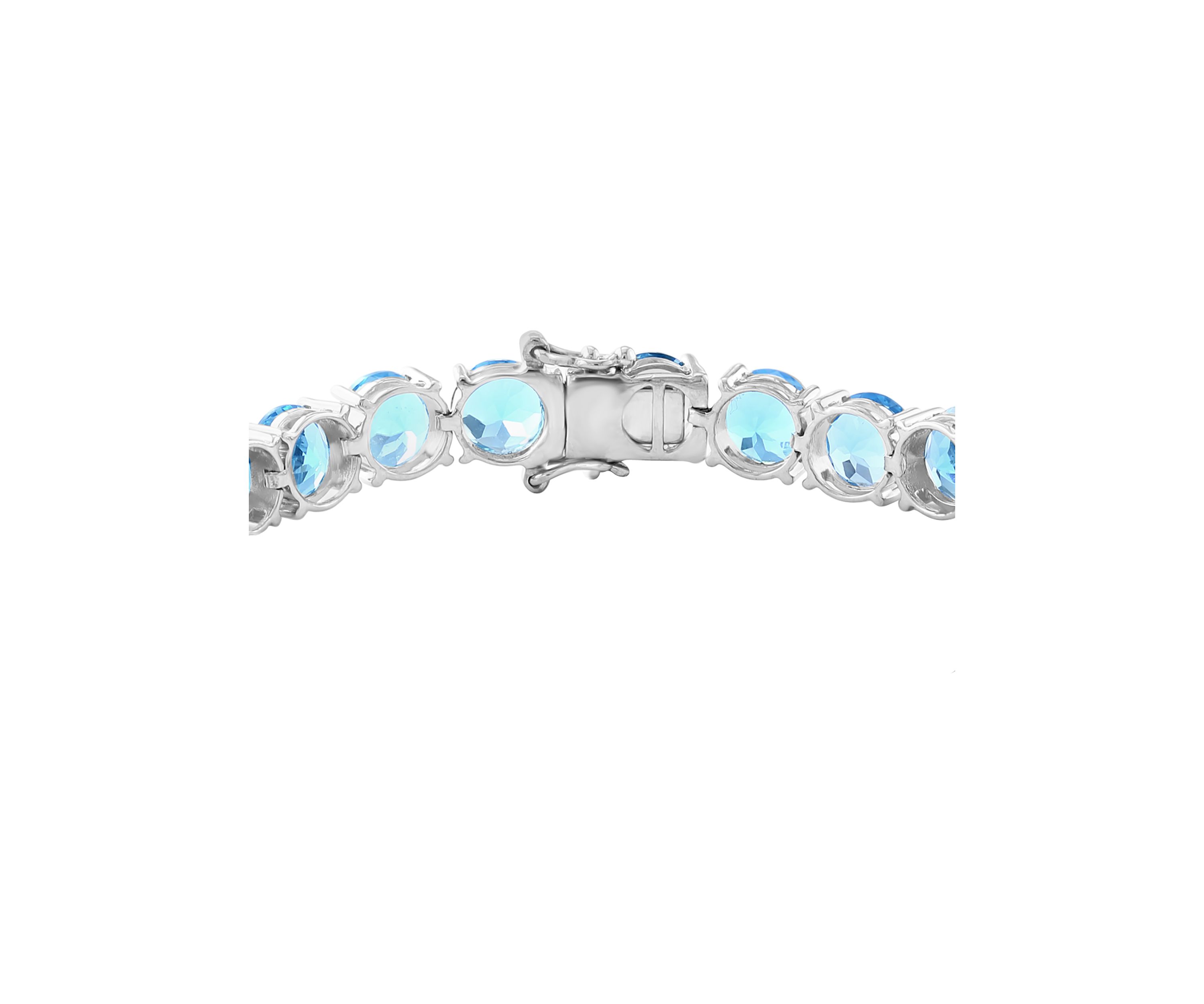 Blue Topaz Tennis Bracelet in Sterling Silver 