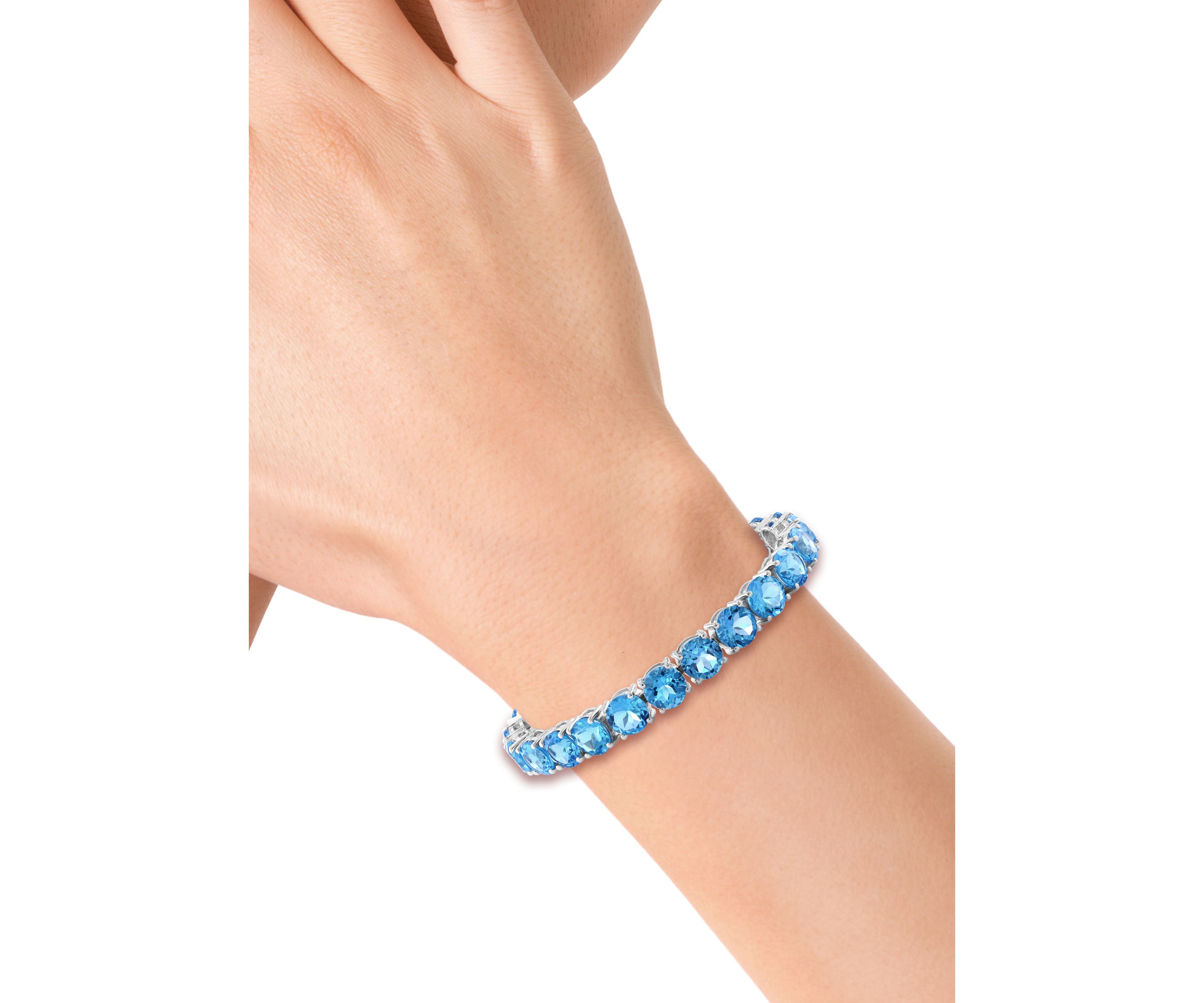 Blue Topaz Tennis Bracelet in Sterling Silver 
