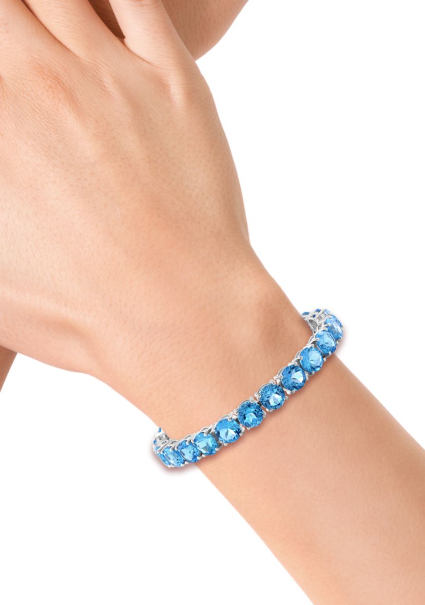 Blue Topaz Tennis Bracelet in Sterling Silver 