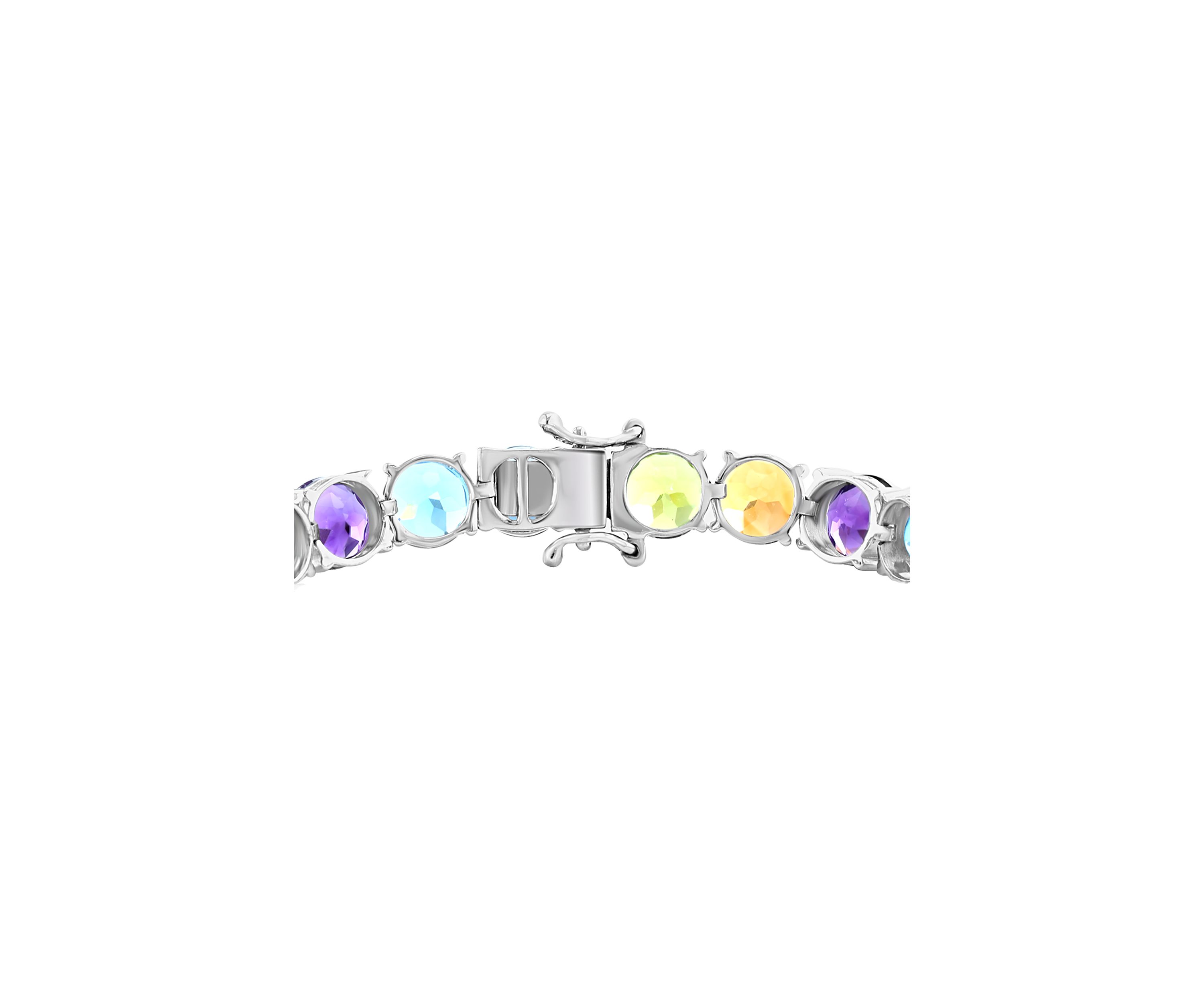 Amethyst, Blue Topaz, Citrine, Garnet, and Peridot Bracelet in Sterling Silver