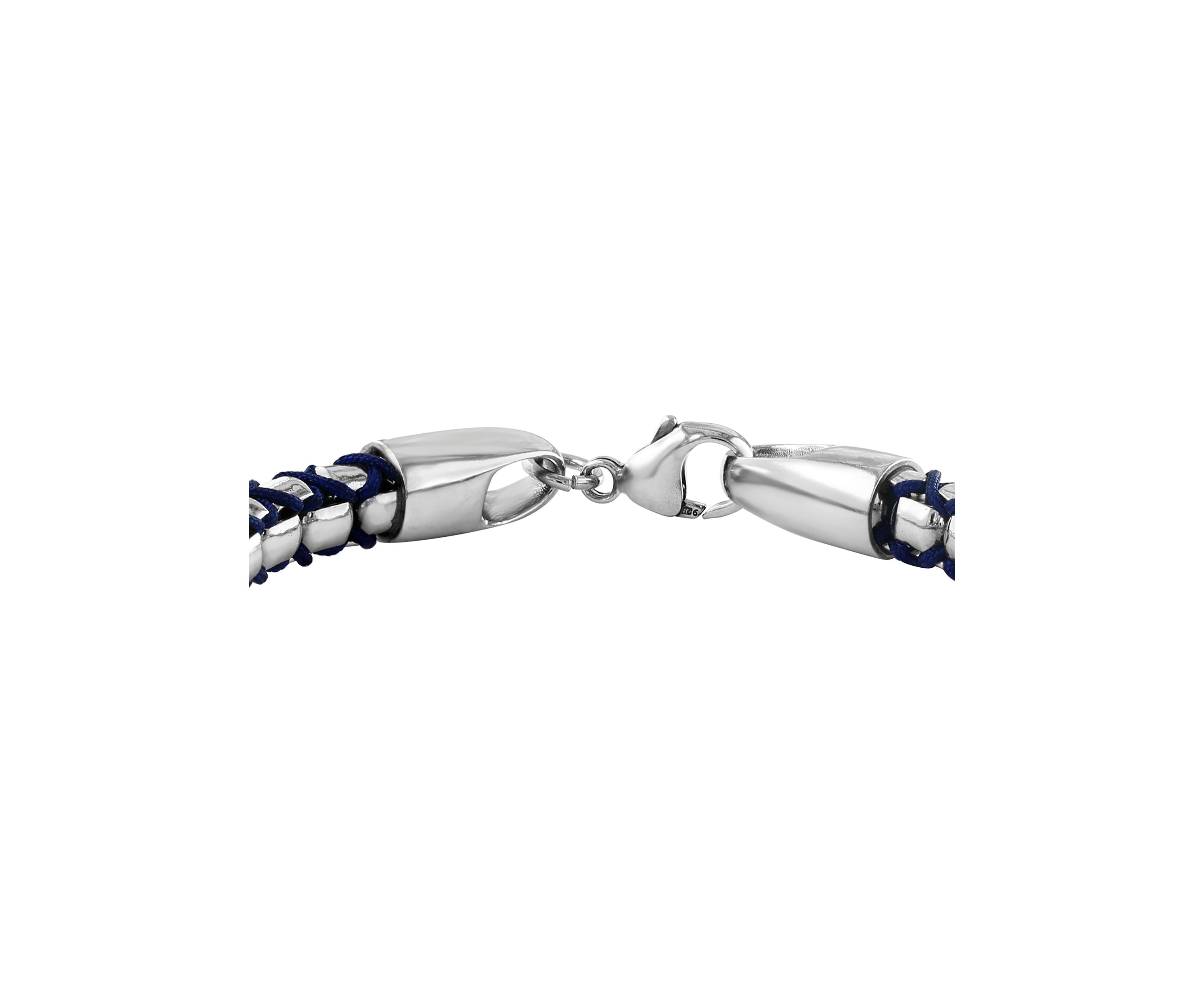 Sterling Silver and Black Cord 8.5" Mens Bracelet 