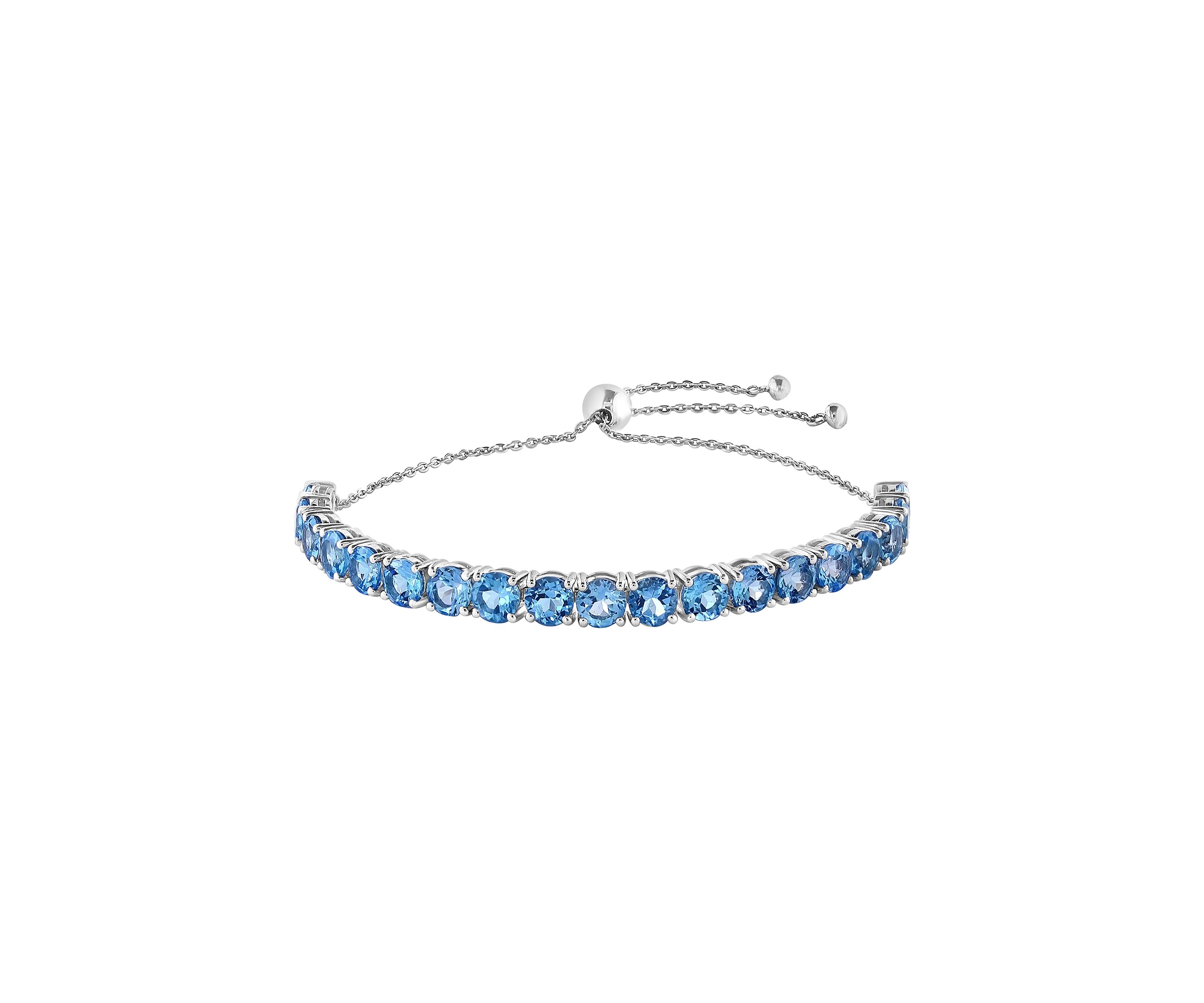 Sterling Silver Blue Topaz Bolo Bracelet