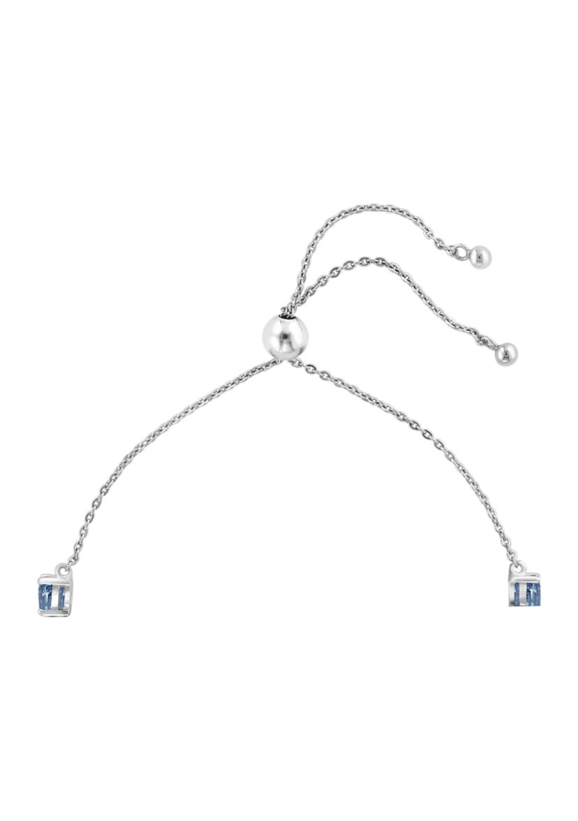 Sterling Silver Blue Topaz Bolo Bracelet