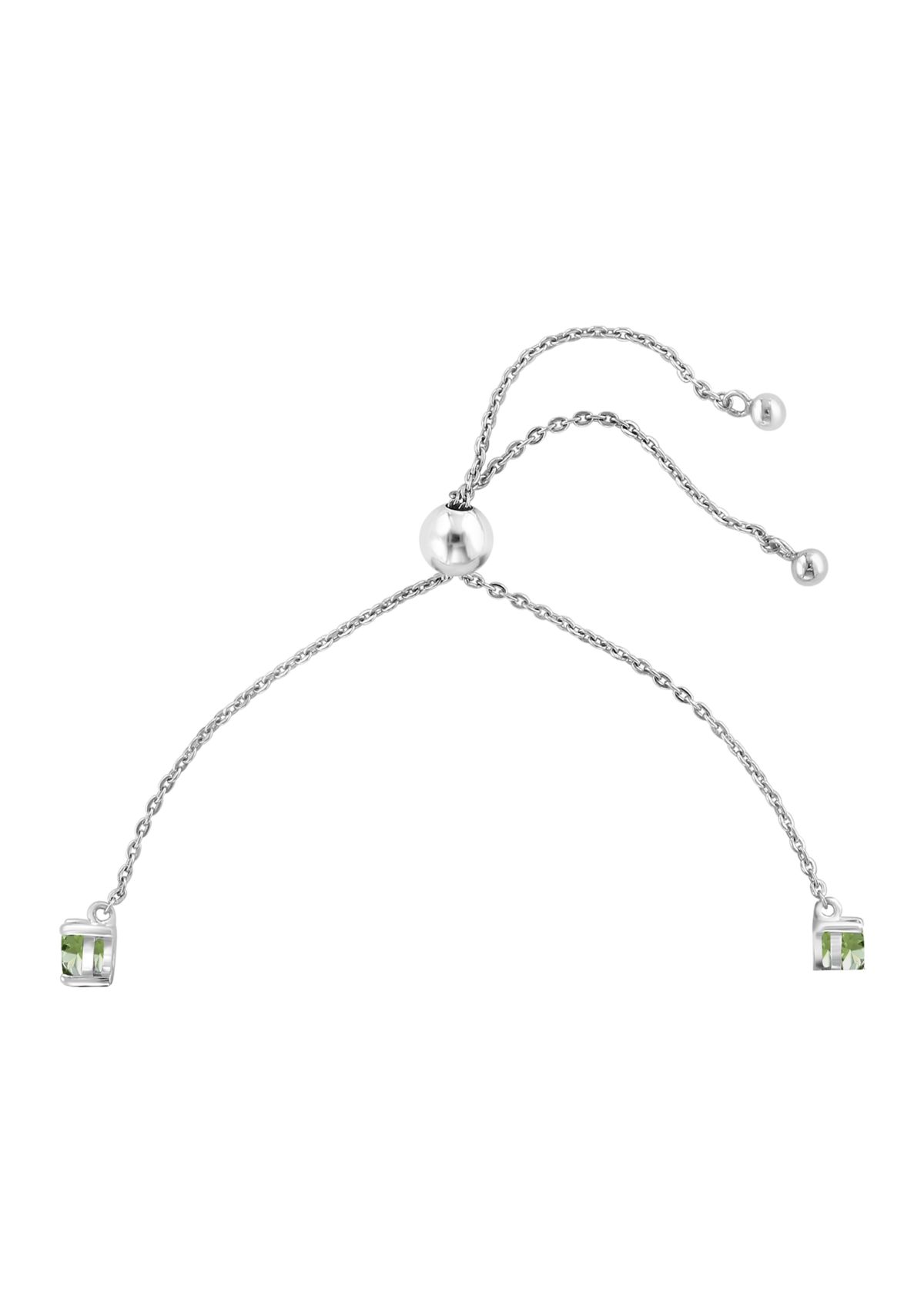 Sterling Silver Peridot Bolo Bracelet