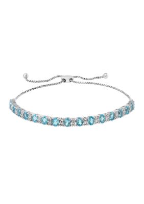 Effy Blue Topaz and White Sapphire Bolo Bracelet in Sterling Silver, 9.5 in