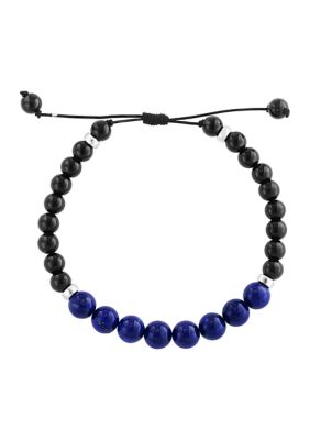 Effy Sterling Silver Lapis Lazuli, Onyx Men's Adjustable Bracelet