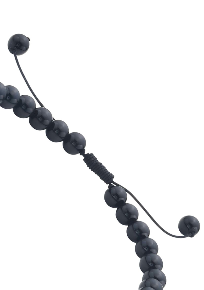 Sterling Silver Malachite, Onyx Mens Adjustable  Bracelet