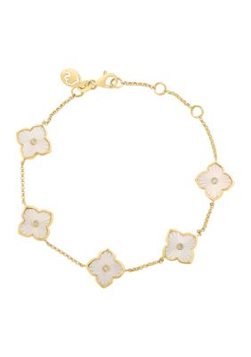 Effy Diamond and Mother of Pearl Bracelet in 14K Yellow Gold, 7.5 in