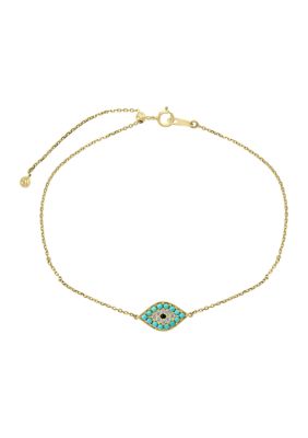 Effy 1/10 Ct. T.w. Black And White Diamond And 1/3 Ct. T.w. Turquoise Bracelet In 14K Yellow Gold