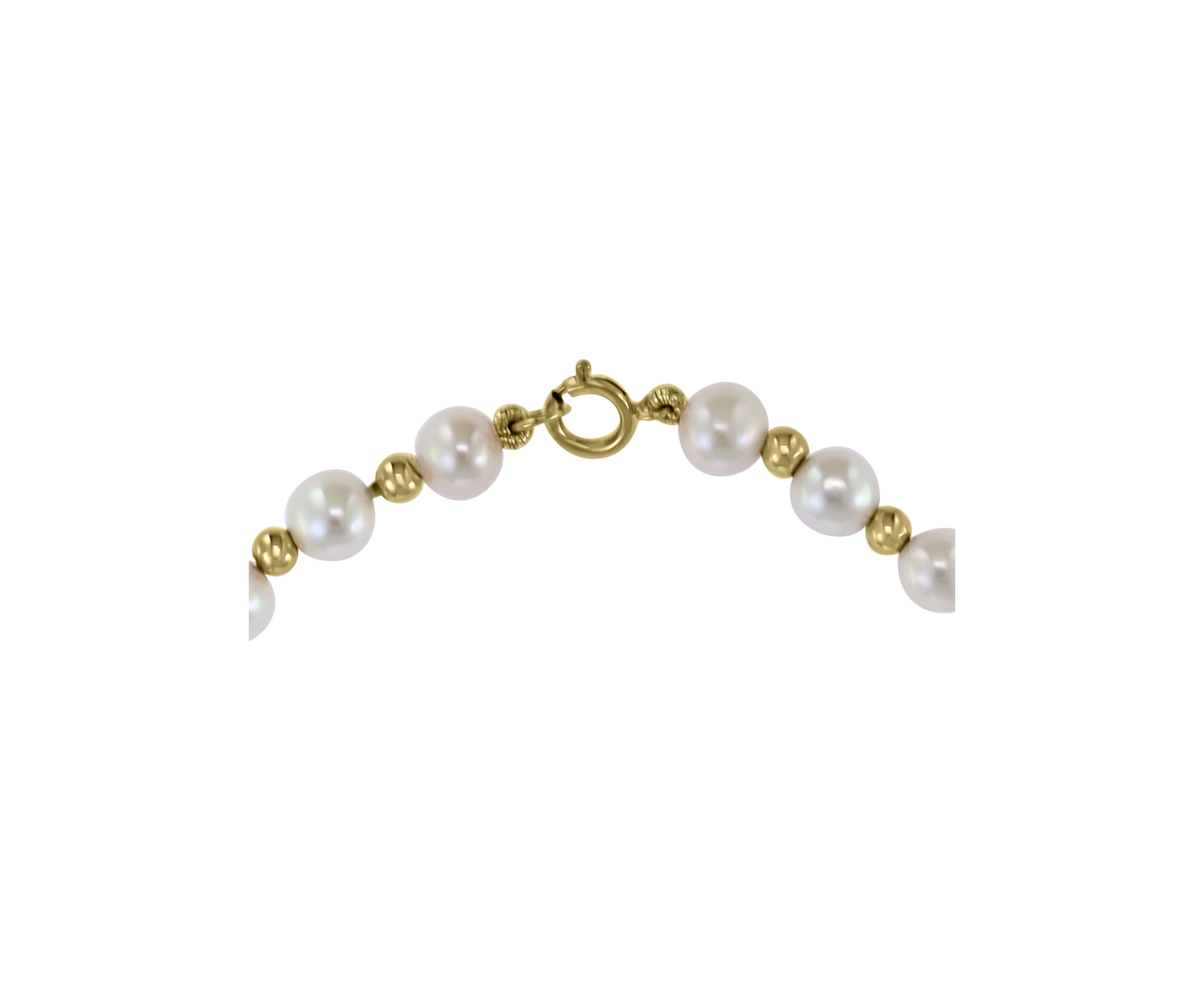  14K Yellow Gold Freshwater Pearl and Gold Bead 7.5 Inch Bracelet