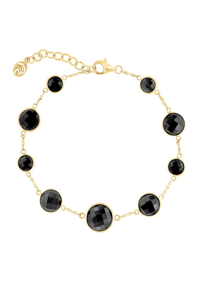 Onyx Beaded Bracelet In 14k Yellow Gold 