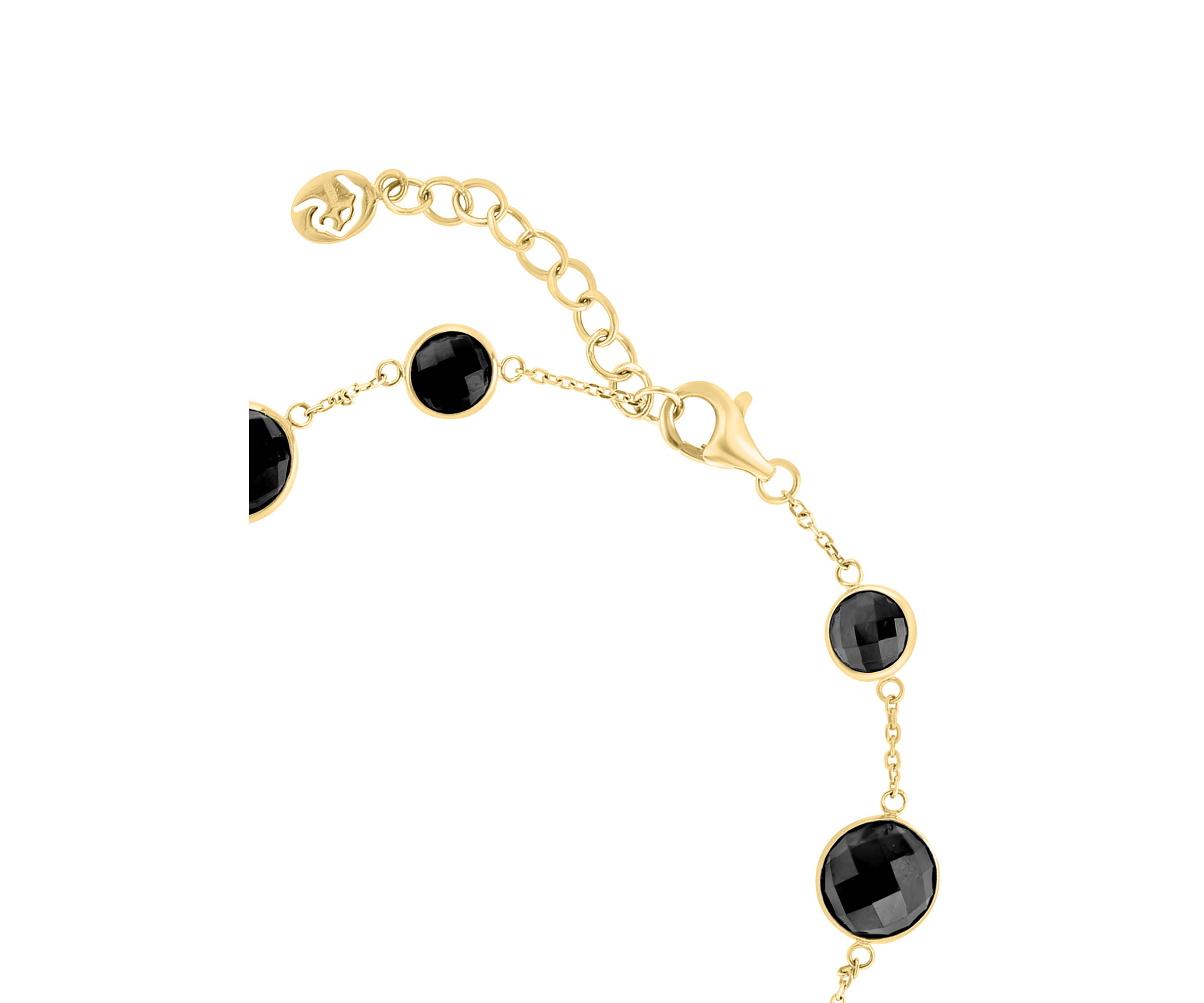 Onyx Beaded Bracelet In 14k Yellow Gold 