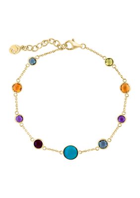 Effy Amethyst, London Blue Topaz, Citrine, Rhodolite, Peridot, Turquoise Bead Bracelet In 14K Yellow Gold -  0617892223921