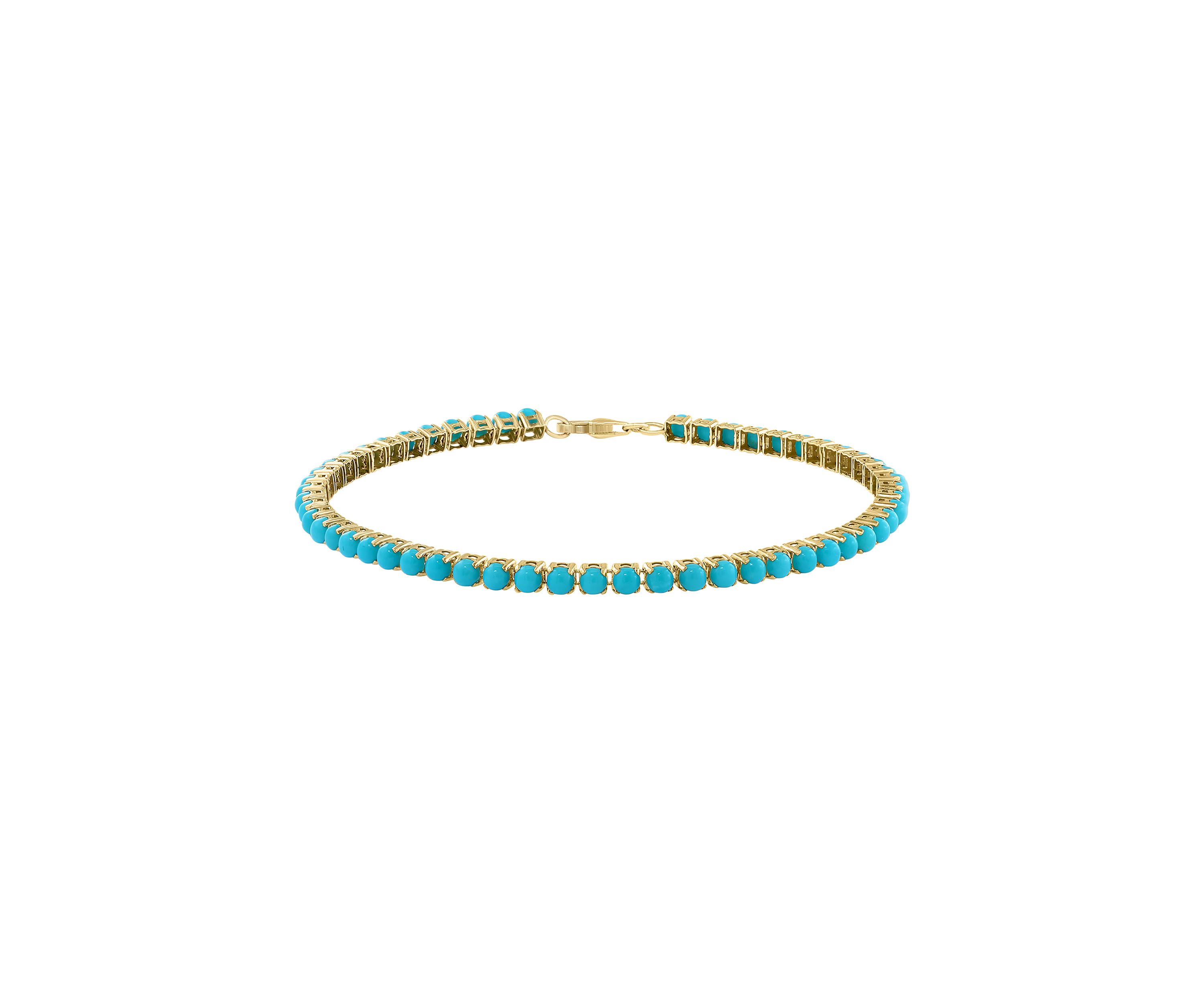 4.25 ct. t.w. Turquoise Bracelet in 14K Yellow Gold