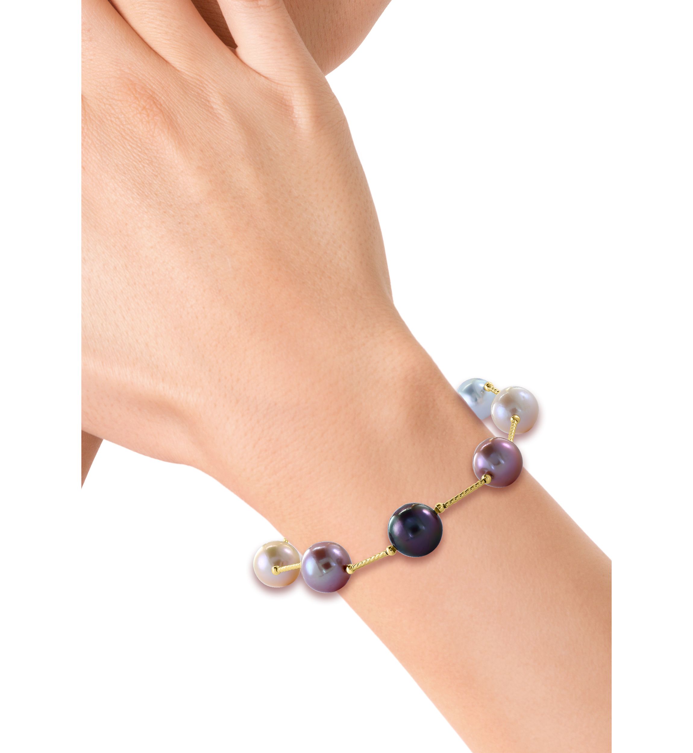 Multi Freshwater Pearl Bracelet in 14K Yellow Gold