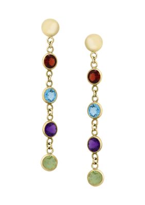 Effy 13 ct tw Amethyst 58 ct tw Blue Topaz 12 ct tw Garnet 12 ct tw Peridot Earrings in 14k Yellow Gold