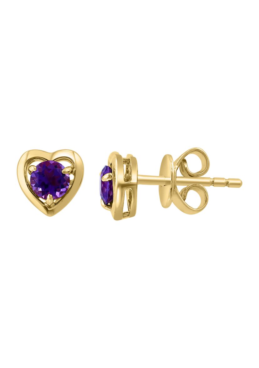 925 Gold Plated Silver Amethyst Earrings 