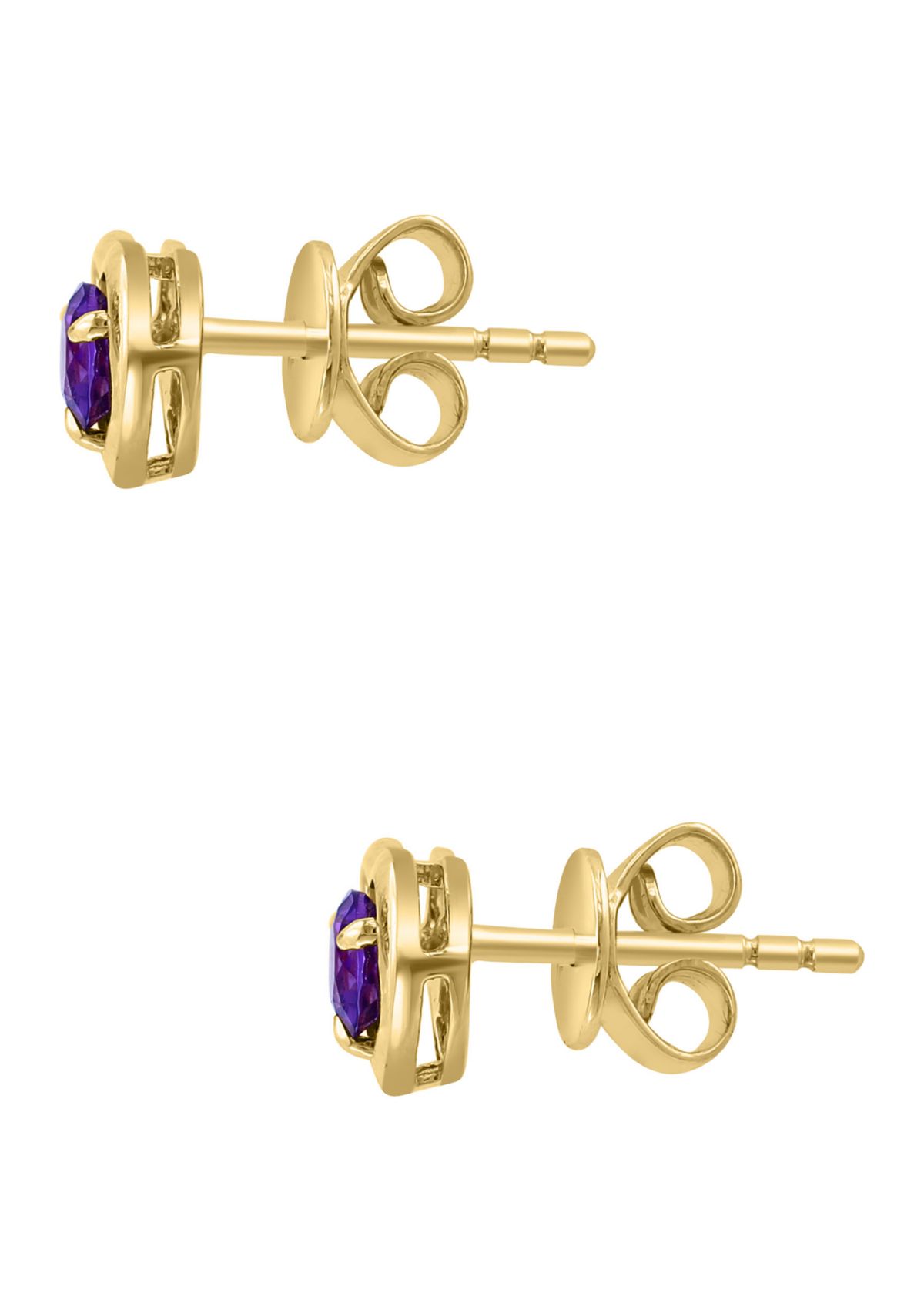 925 Gold Plated Silver Amethyst Earrings 