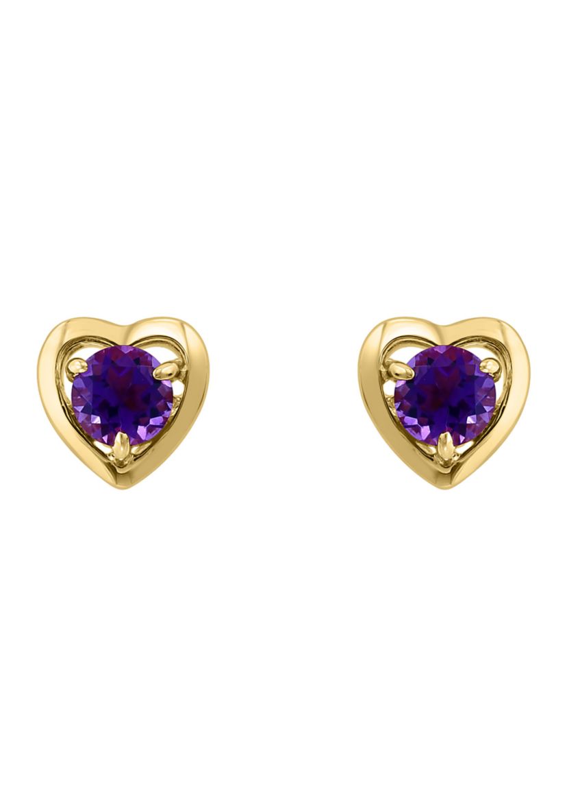 925 Gold Plated Silver Amethyst Earrings 