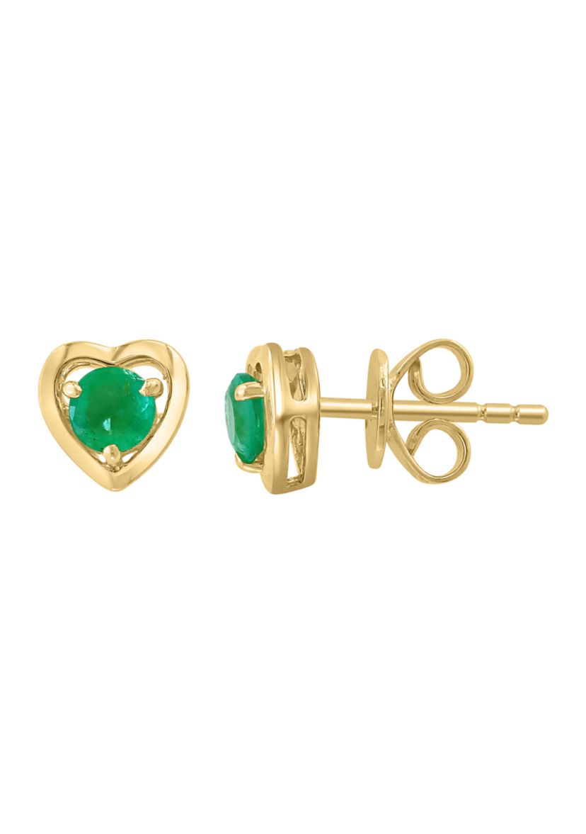 925 Gold Plated Silver Emerald Earrings 