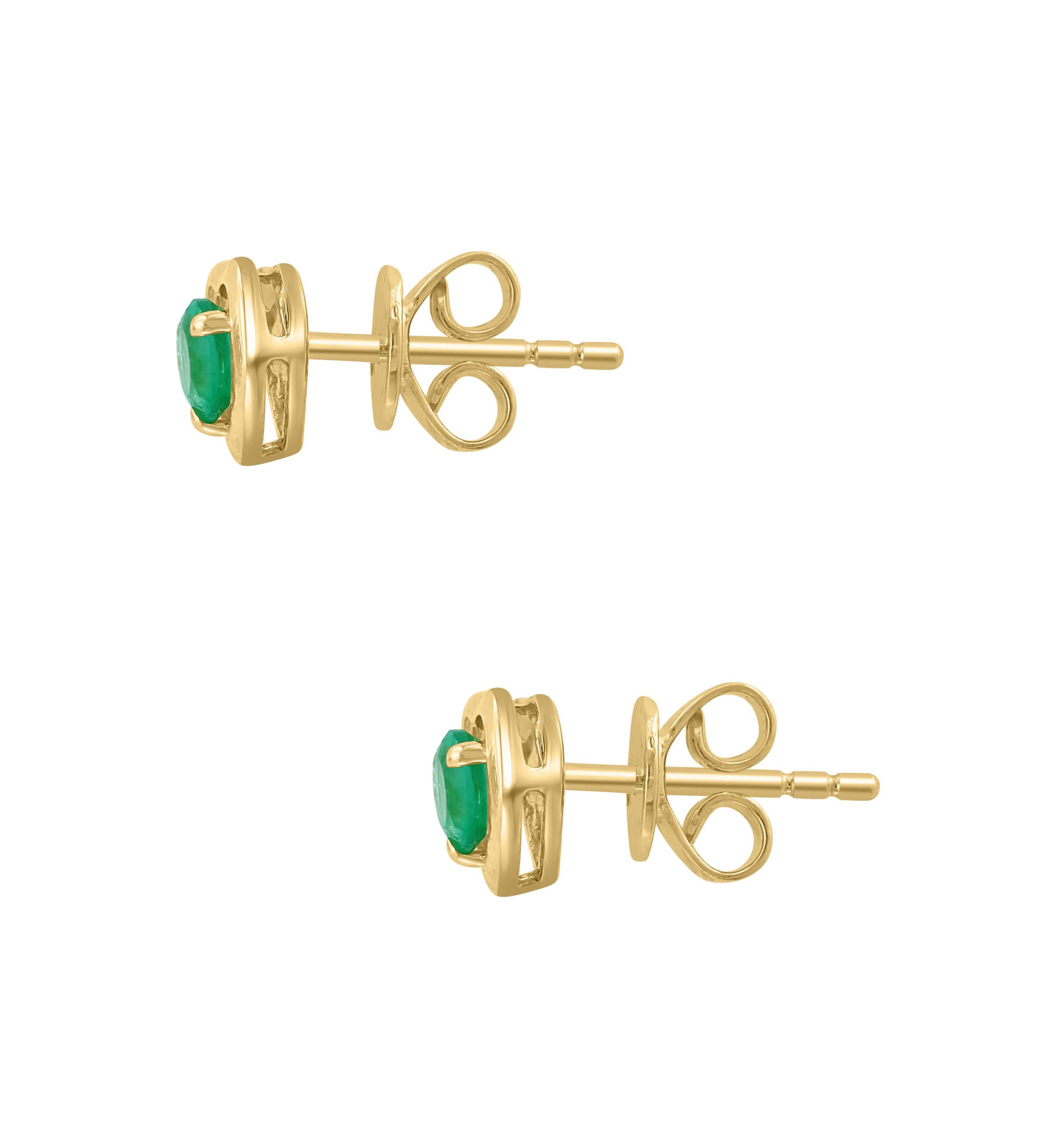 925 Gold Plated Silver Emerald Earrings 