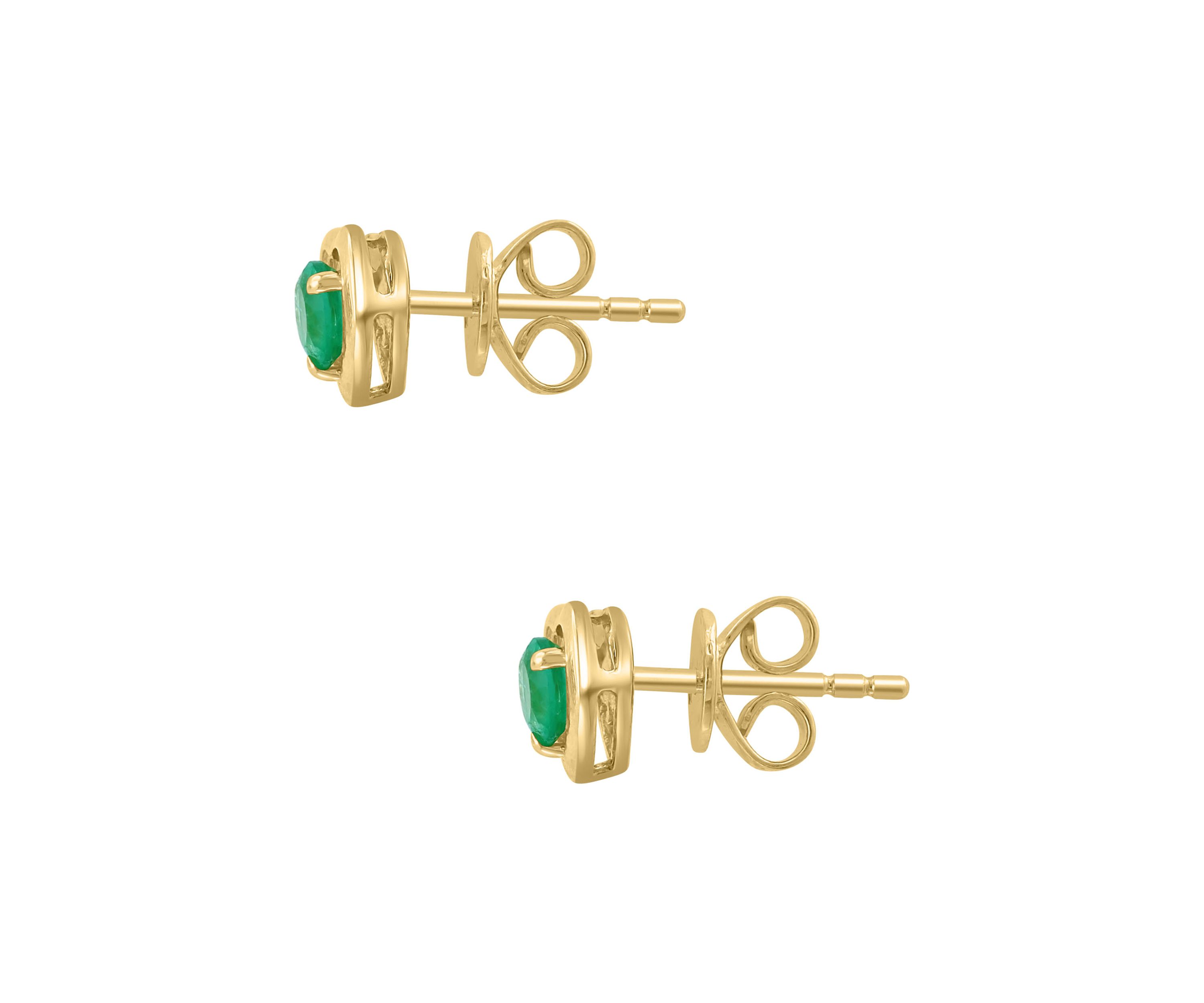 925 Gold Plated Silver Emerald Earrings 