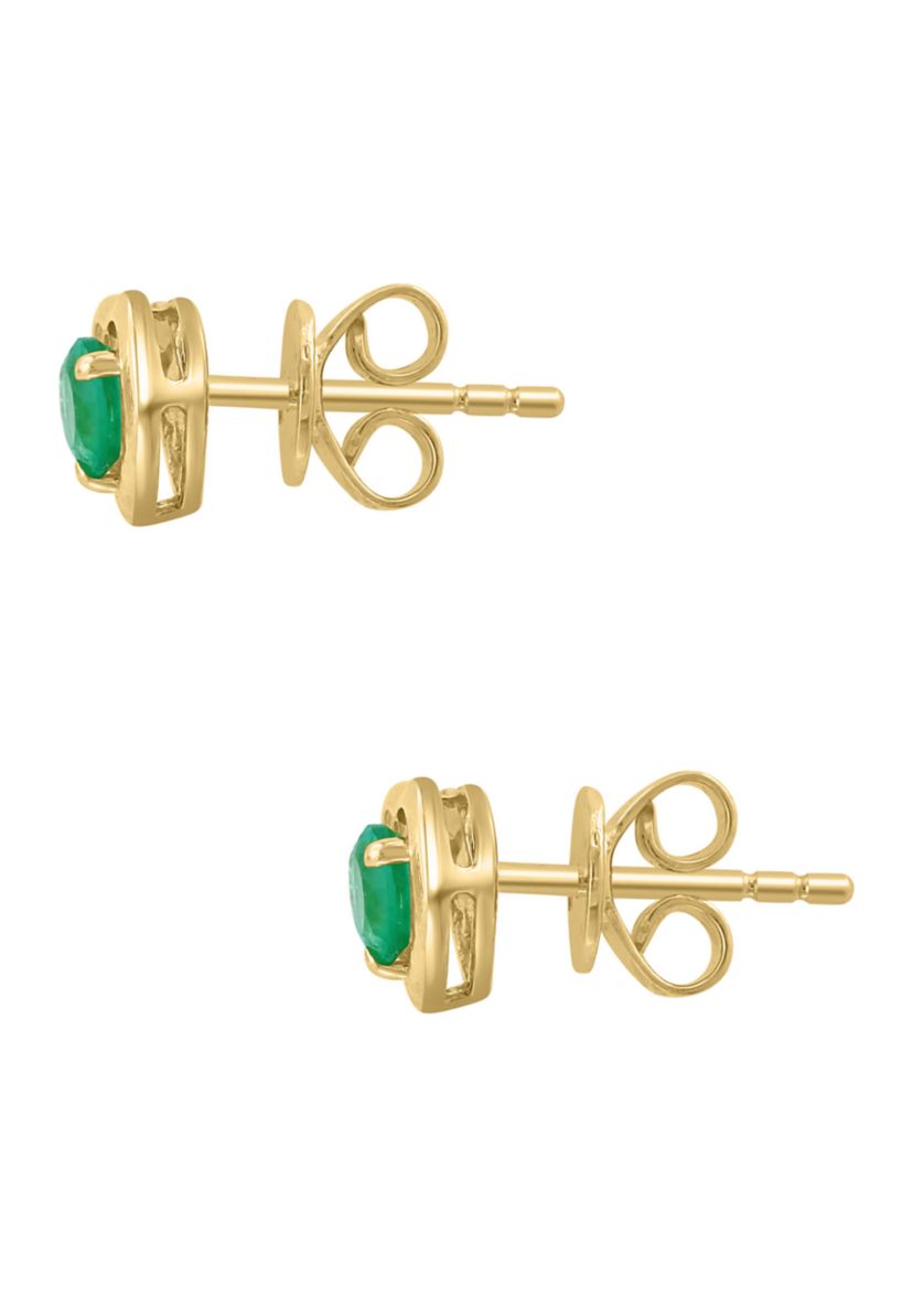 925 Gold Plated Silver Emerald Earrings 