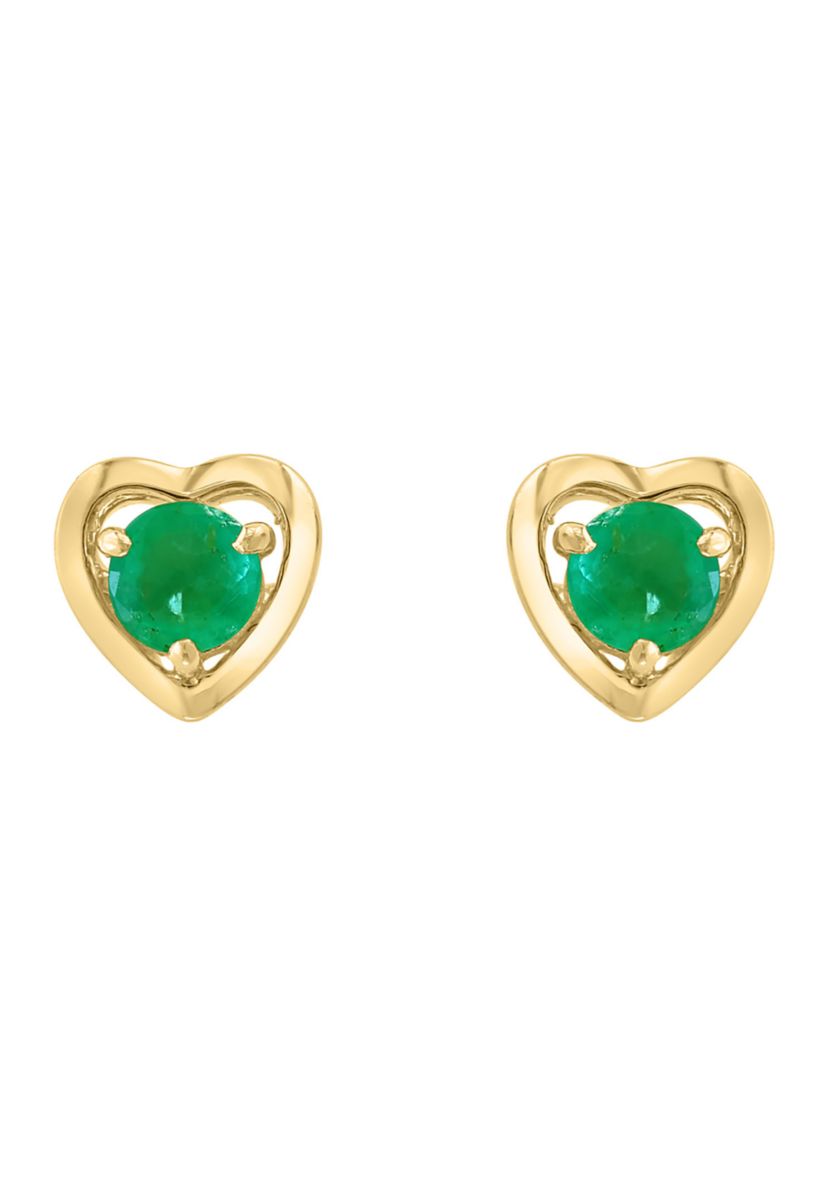 925 Gold Plated Silver Emerald Earrings 