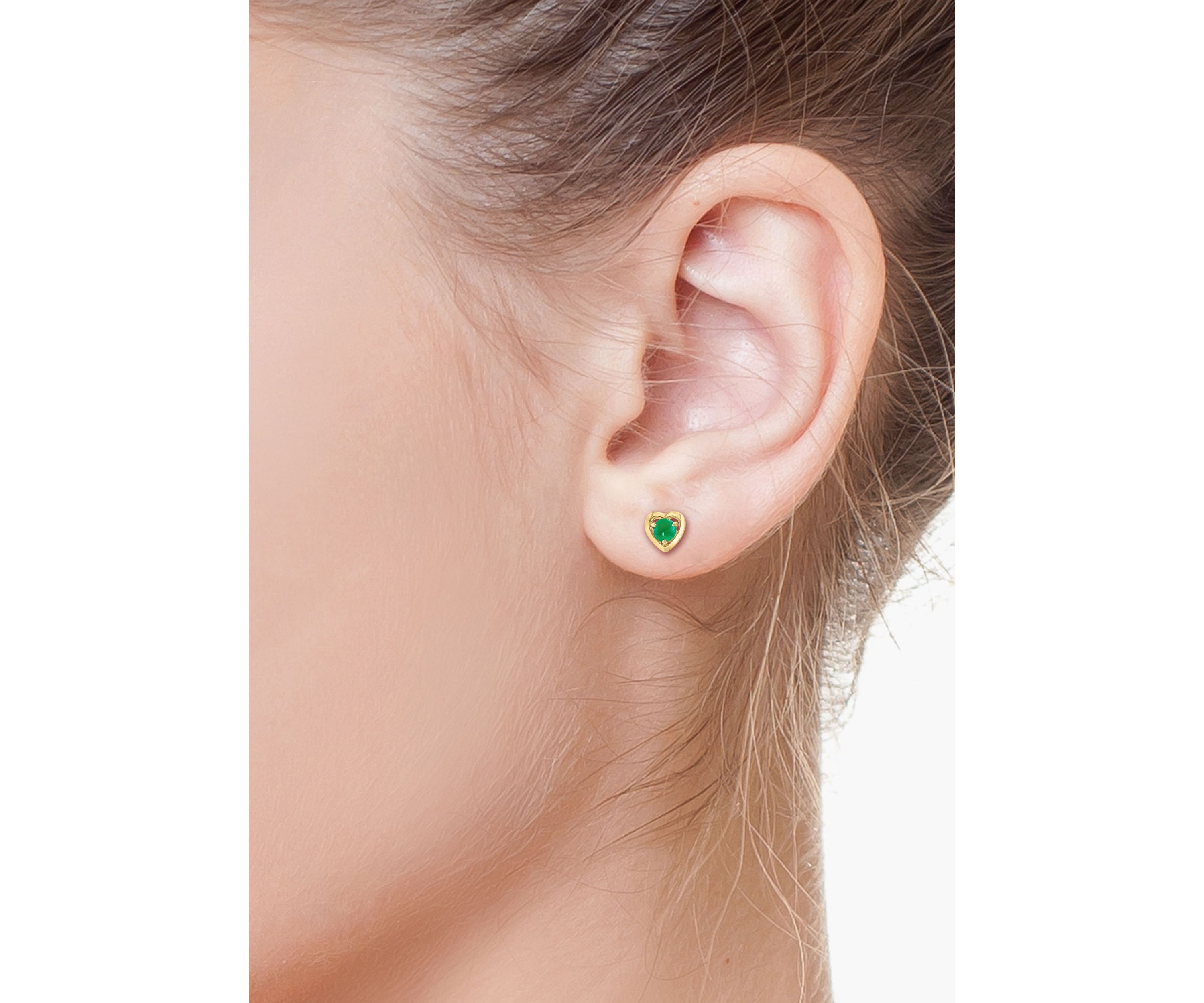 925 Gold Plated Silver Emerald Earrings 