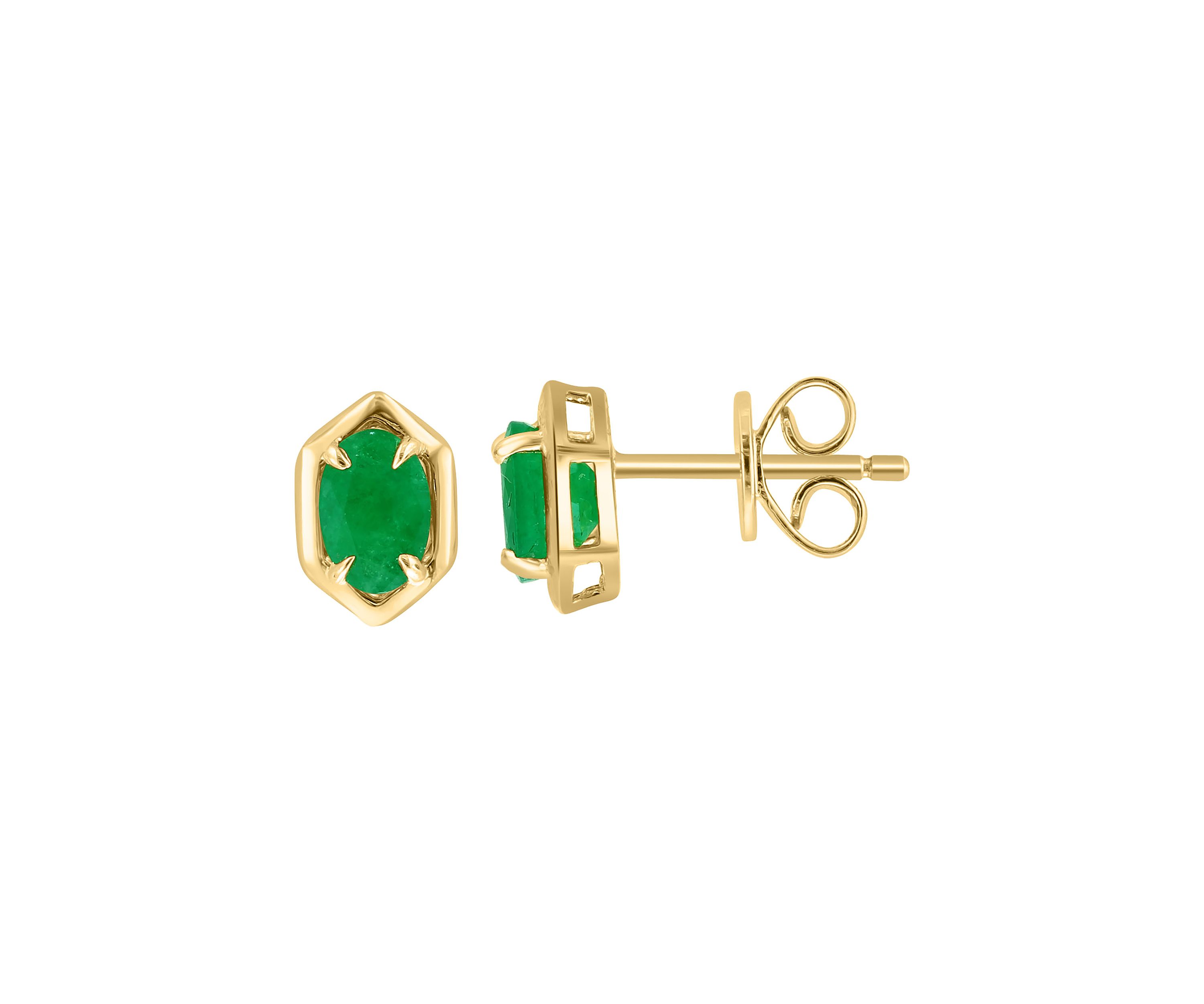 925 Gold Plated Silver Emerald Earrings