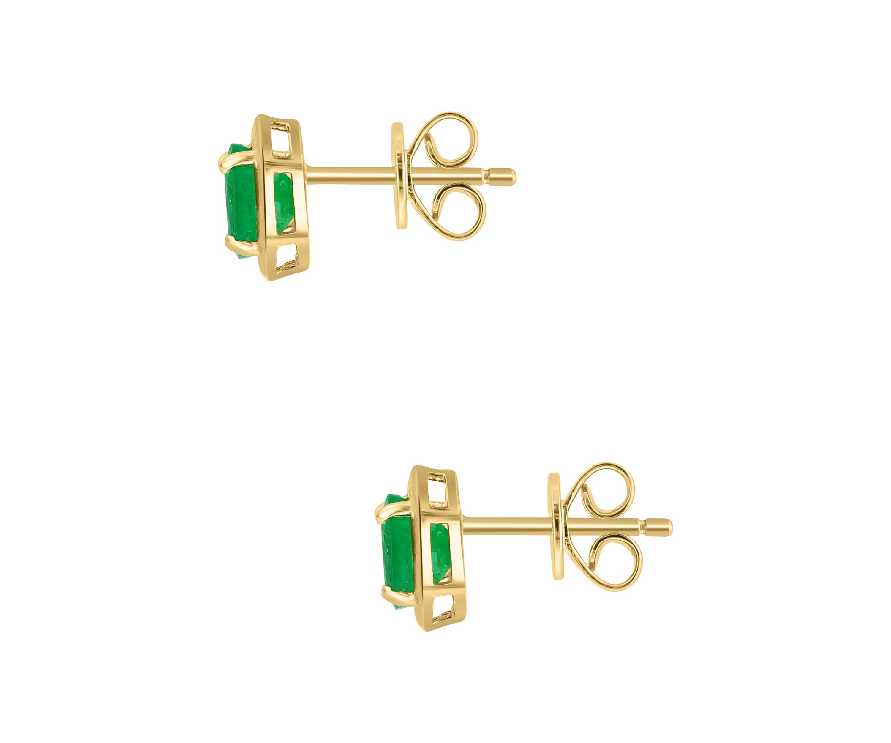 925 Gold Plated Silver Emerald Earrings