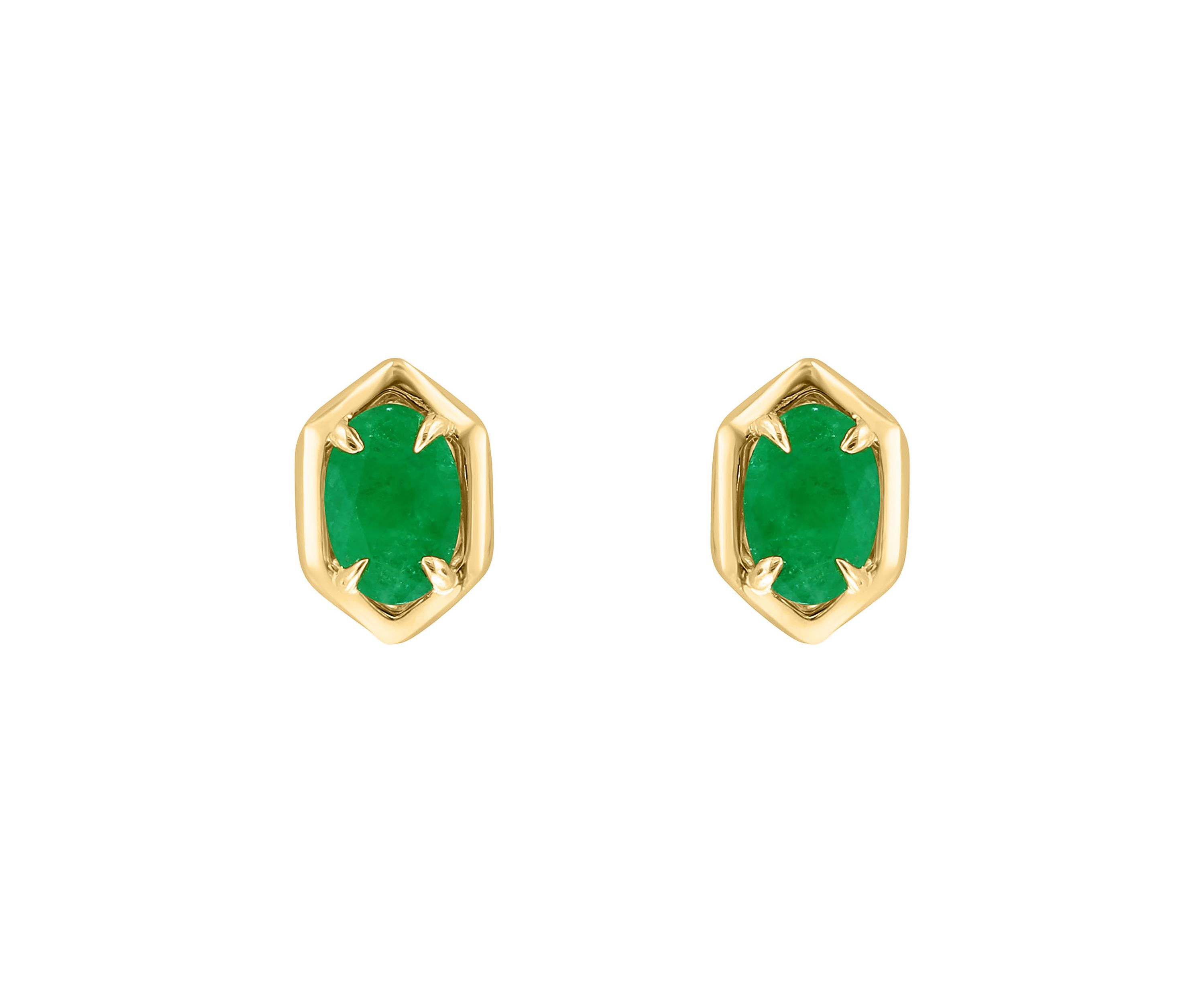 925 Gold Plated Silver Emerald Earrings