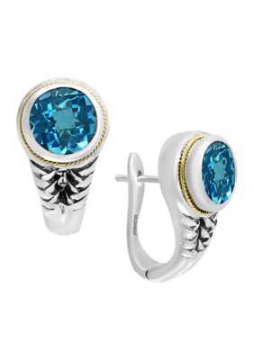 Effy Blue Topaz Earrings In Sterling Silver And 18K Yellow Gold