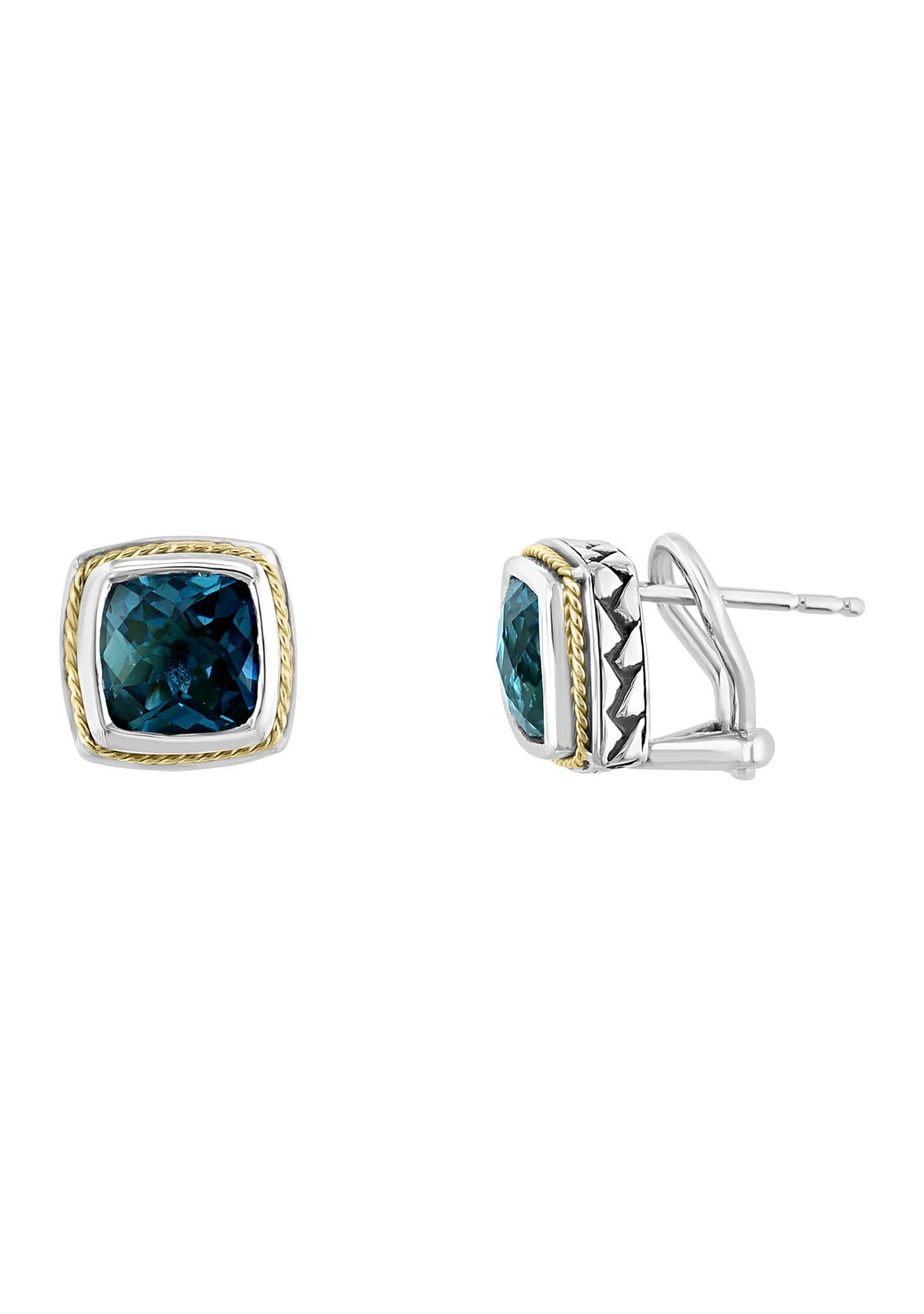 	  5.35 ct. t.w. London Blue Earrings in Sterling Silver and 18k Yellow Gold 