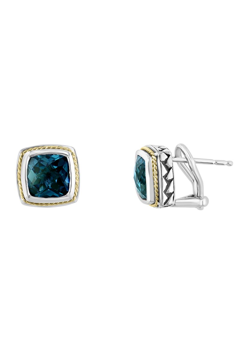 	  5.35 ct. t.w. London Blue Earrings in Sterling Silver and 18k Yellow Gold 