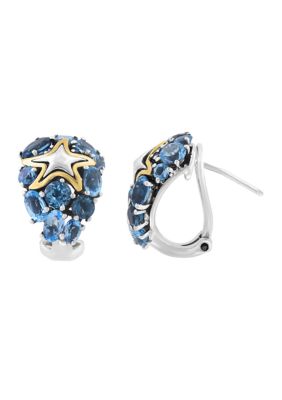 Effy 6.4 ct. t.w. Blue Topaz, London Blue Topaz, Sapphire Earrings in 18K Yellow Gold