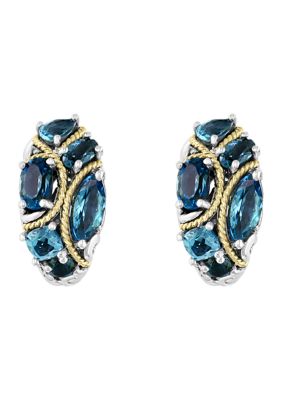 Effy Sterling Silver/18K Yellow Gold Blue Topaz and London Blue Topaz Earrings