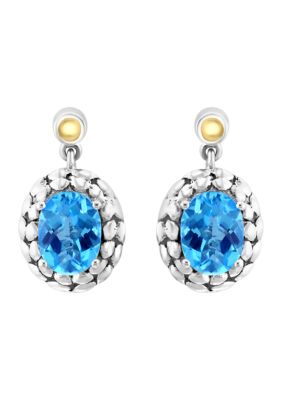 Effy Blue Topaz Stud Earrings in 18K Sterling Silver