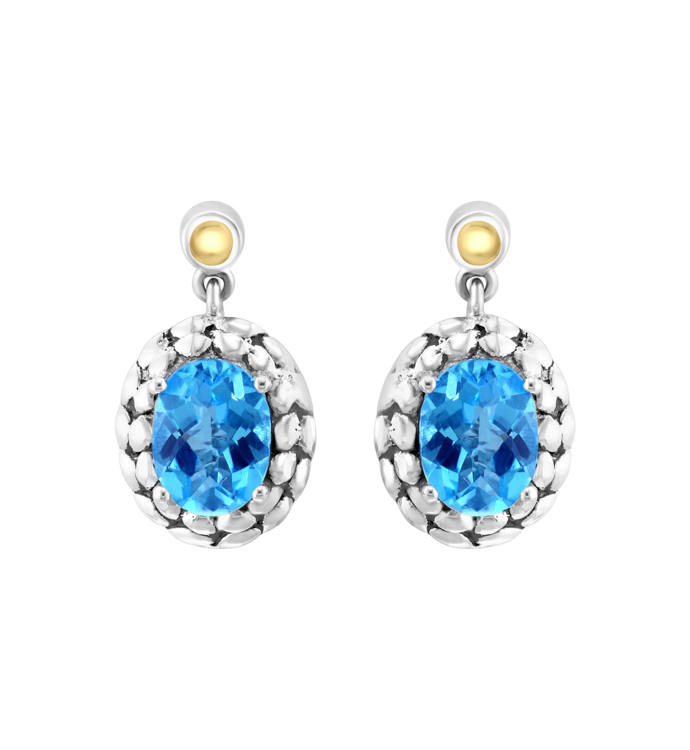 Blue Topaz Stud Earrings in 18K Sterling Silver